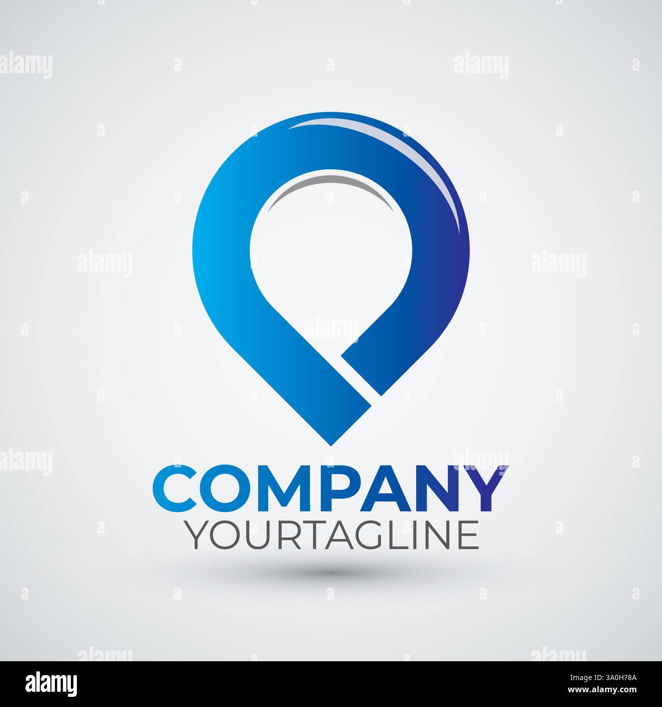 Modern blue pin map location logo design icon template Stock Vector