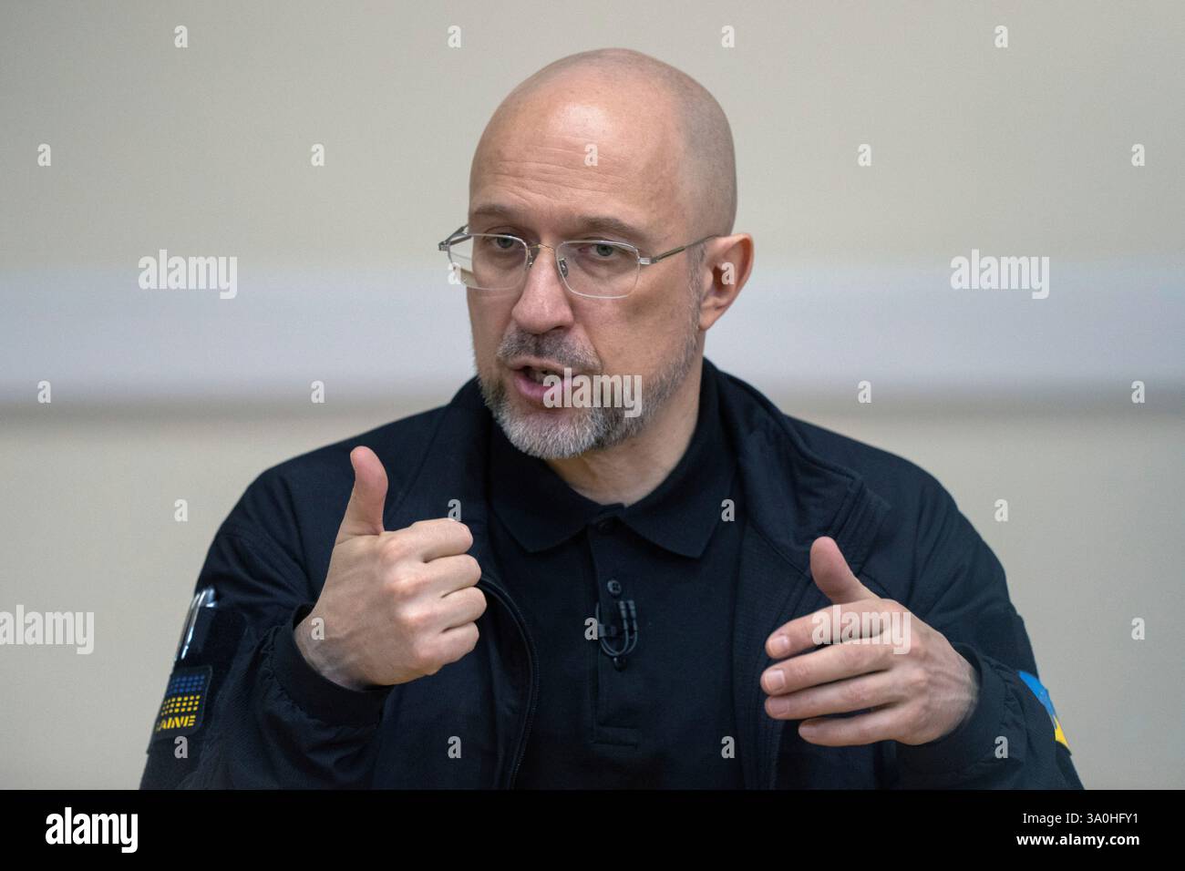Ukrainian Prime Minister Denys Shmyhal speaks during a press conference ...