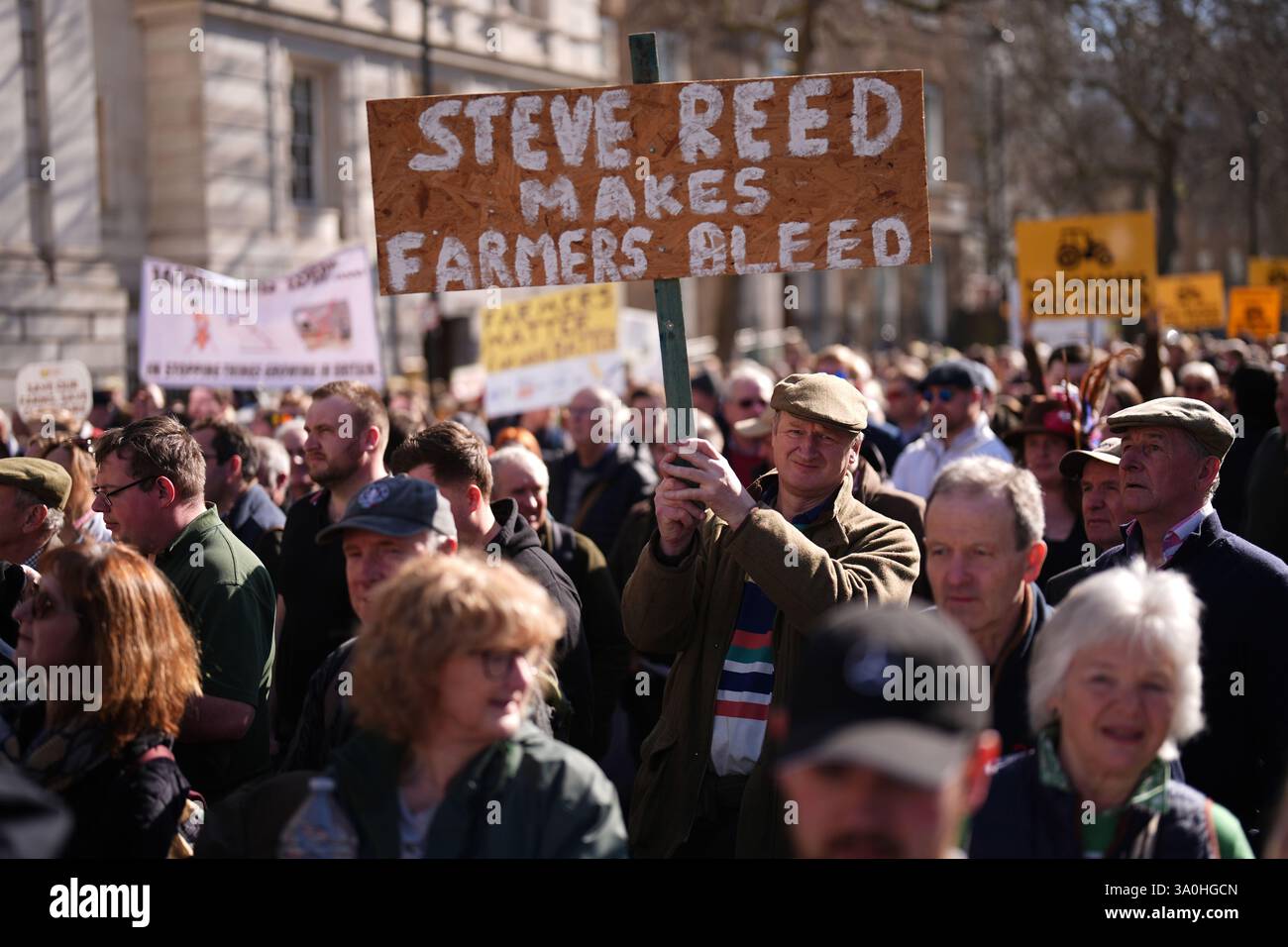 Farmers protest in Whitehall, London, over the changes to inheritance ...