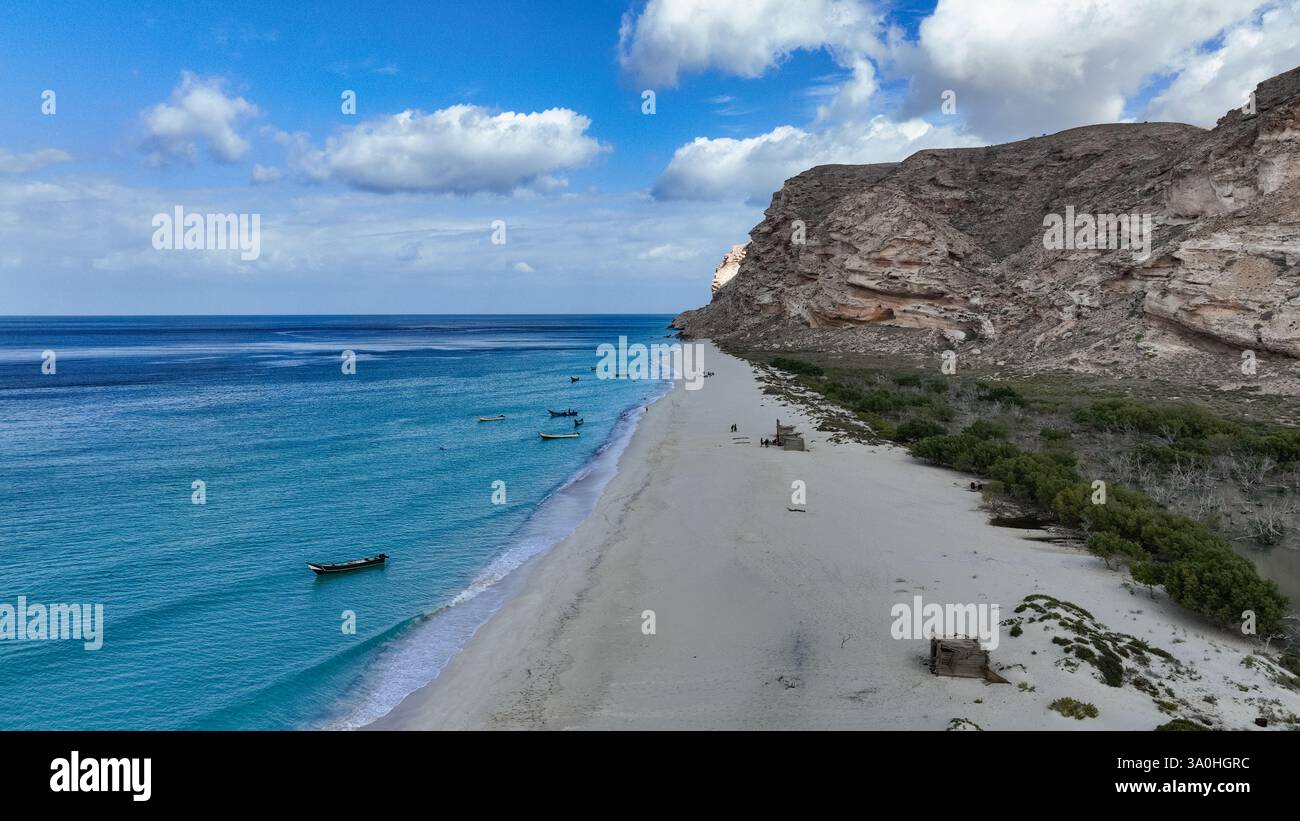 Shoab bay in Socotra features pristine turquoise waters, sandy beaches