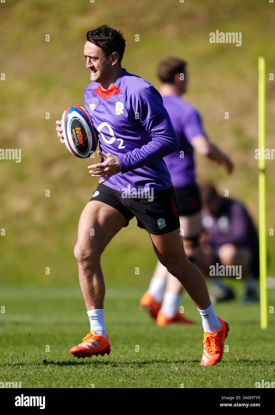 England's Alex Mitchell during a training session at Pennyhill Park ...