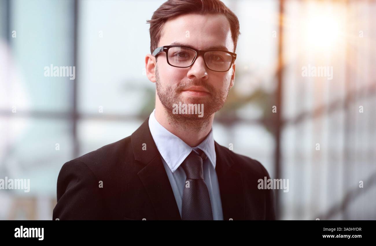 young business man working in modern office Stock Photo