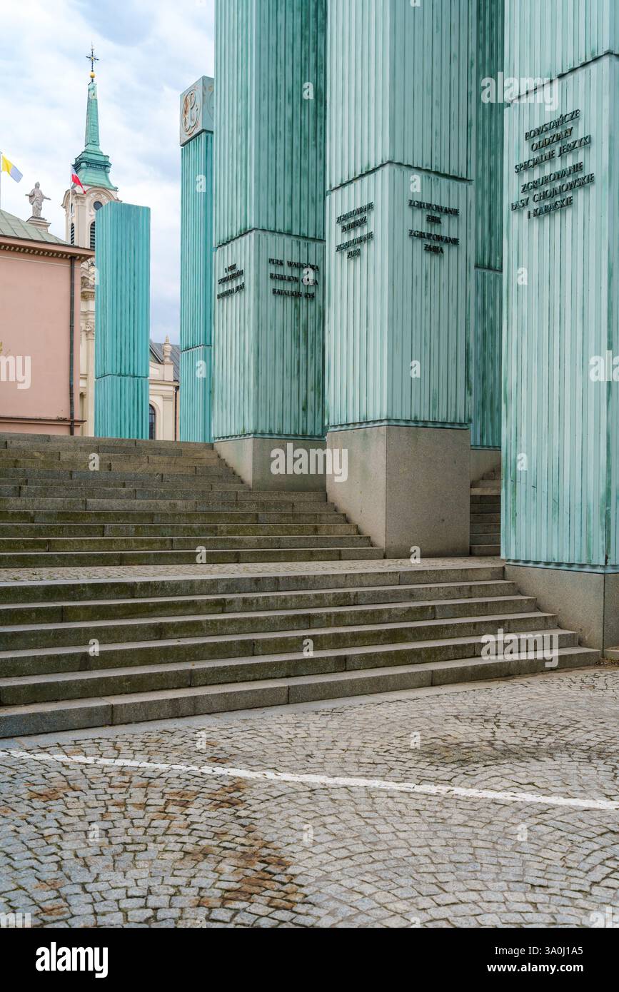 Architectural details of Supreme Court Building in Warsaw, Poland with a view in direction of Krasinski Square. Stock Photo