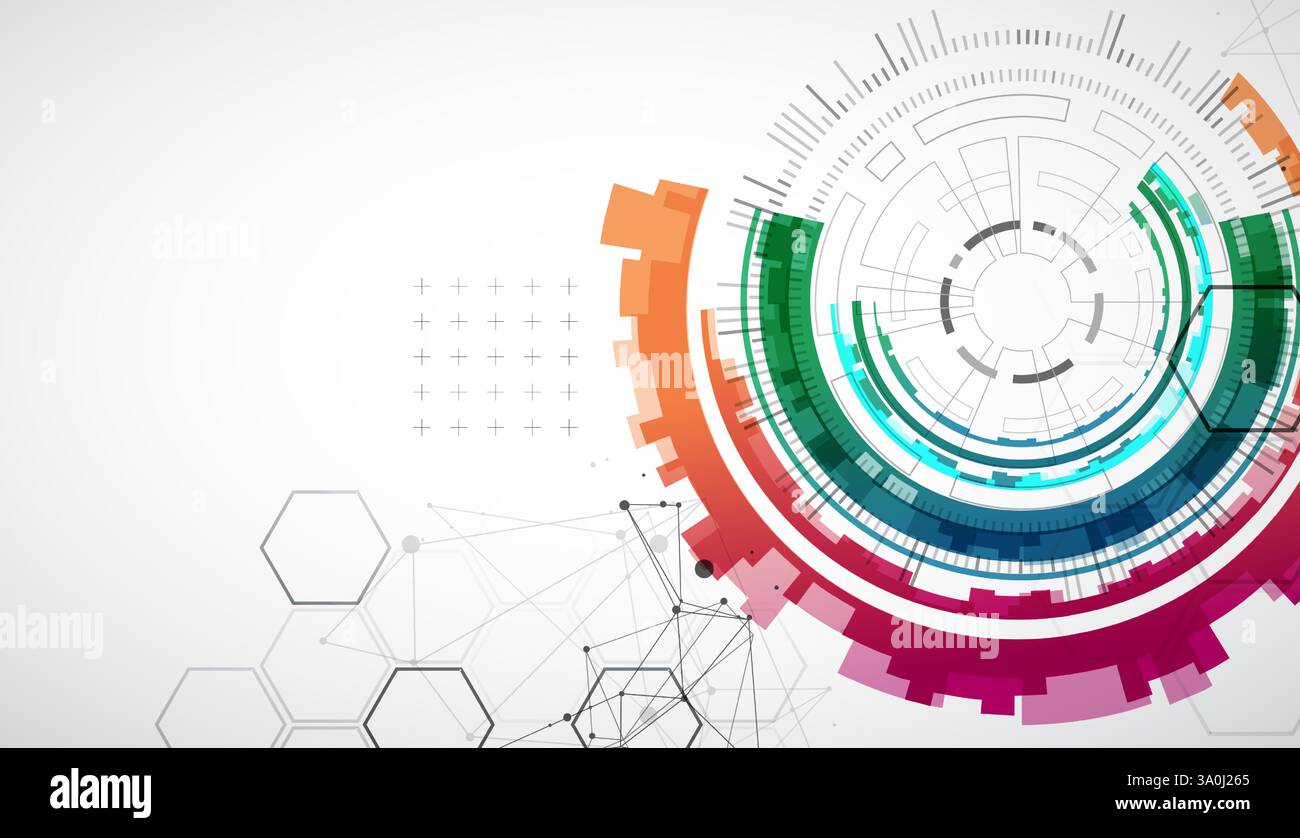 Abstraction on the theme of tech circles. Scientific and technological background. Vector background. Stock Vector