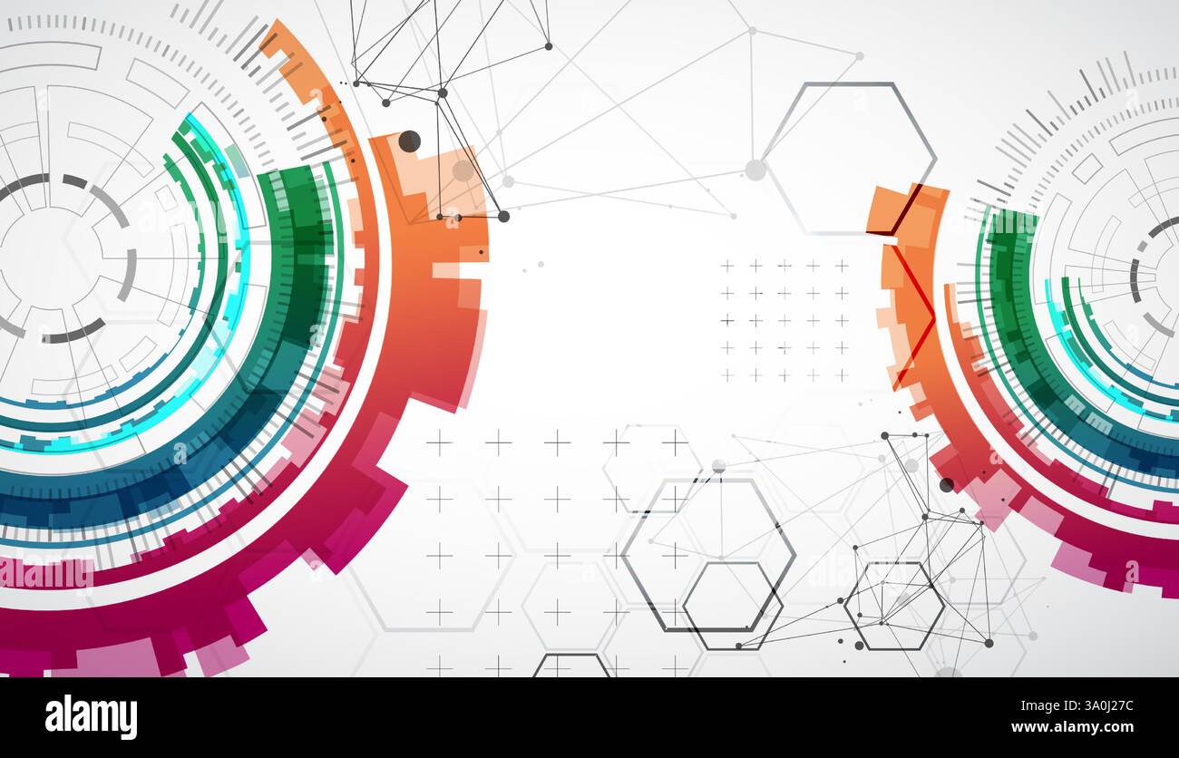Abstraction on the theme of tech circles. Scientific and technological background. Vector background. Stock Vector