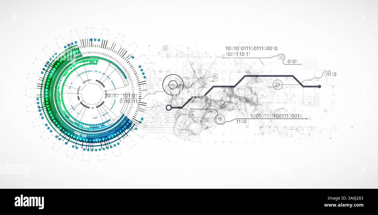 Abstraction on the theme of tech circles. Scientific and technological background. Vector background. Stock Vector