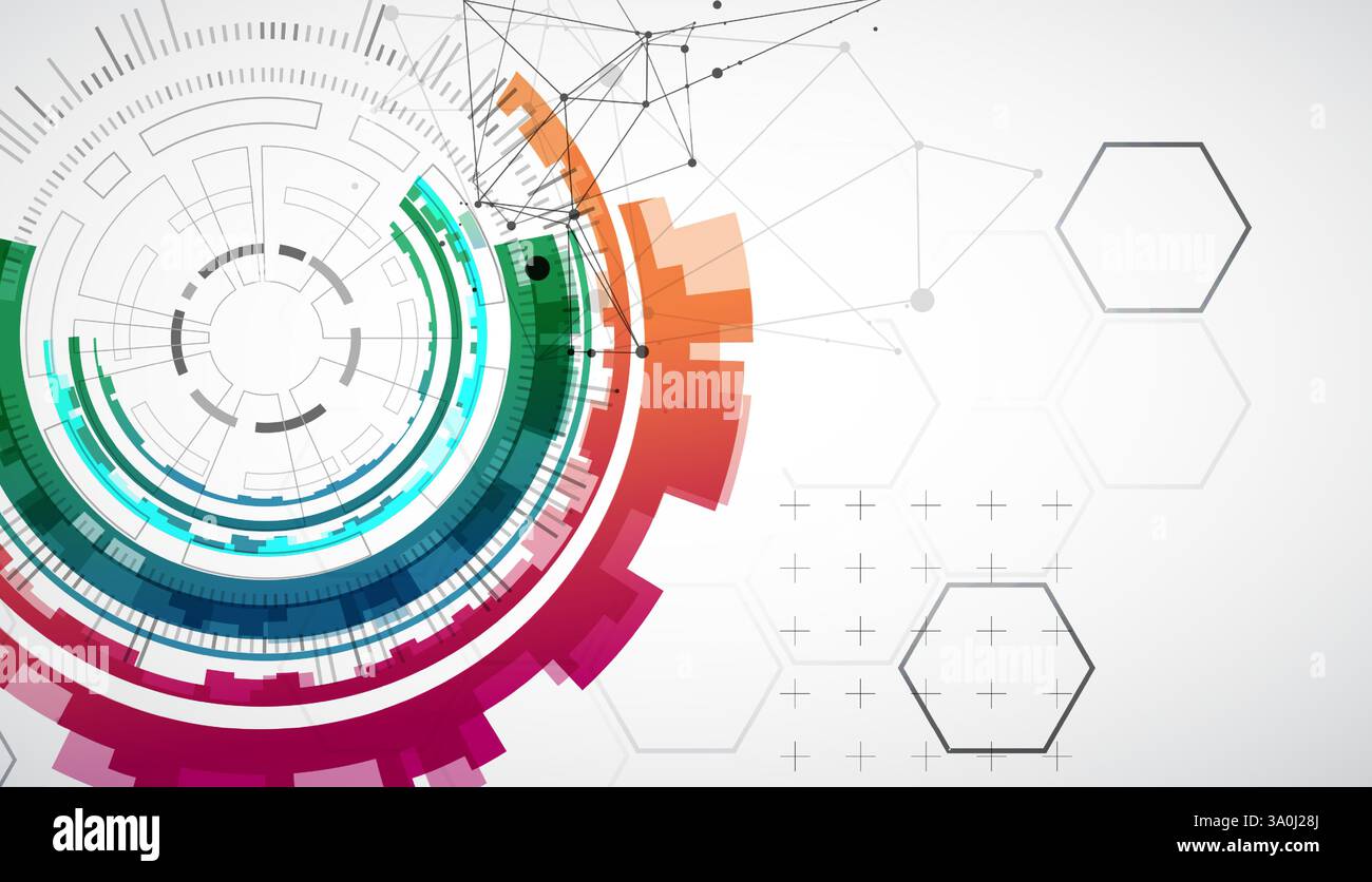 Abstraction on the theme of tech circles. Scientific and technological background. Vector background. Stock Vector