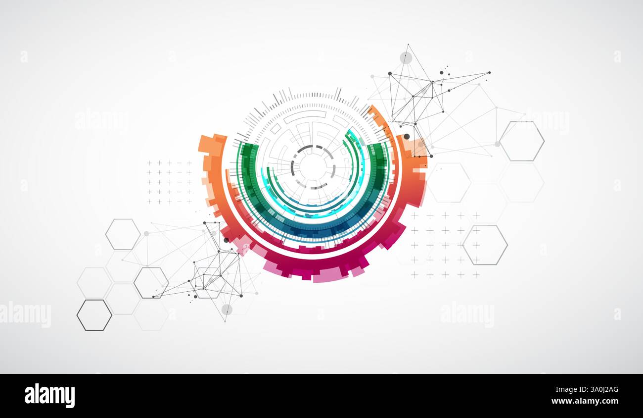 Abstraction on the theme of tech circles. Scientific and technological background. Vector background. Stock Vector