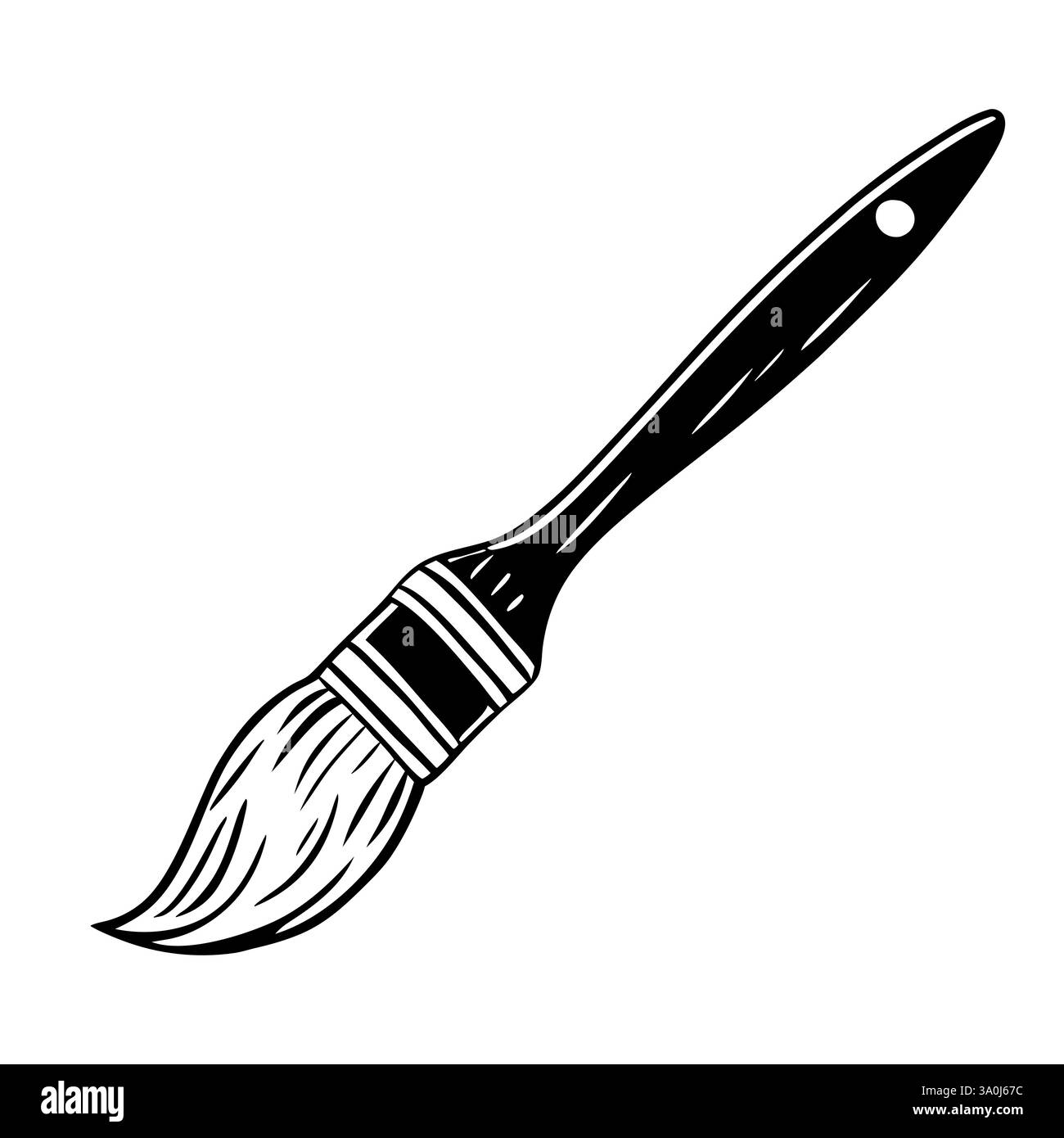 Paint brush icon. Black and white image of paint brush isolated on ...