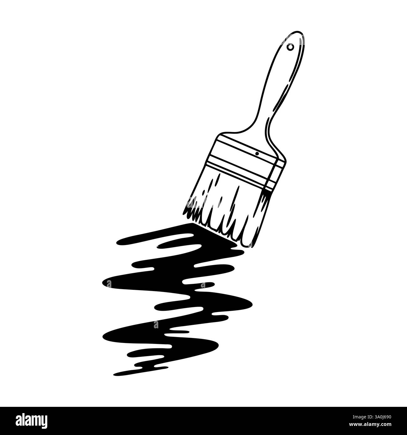 Paint brush icon. Black and white image of paint brush isolated on ...