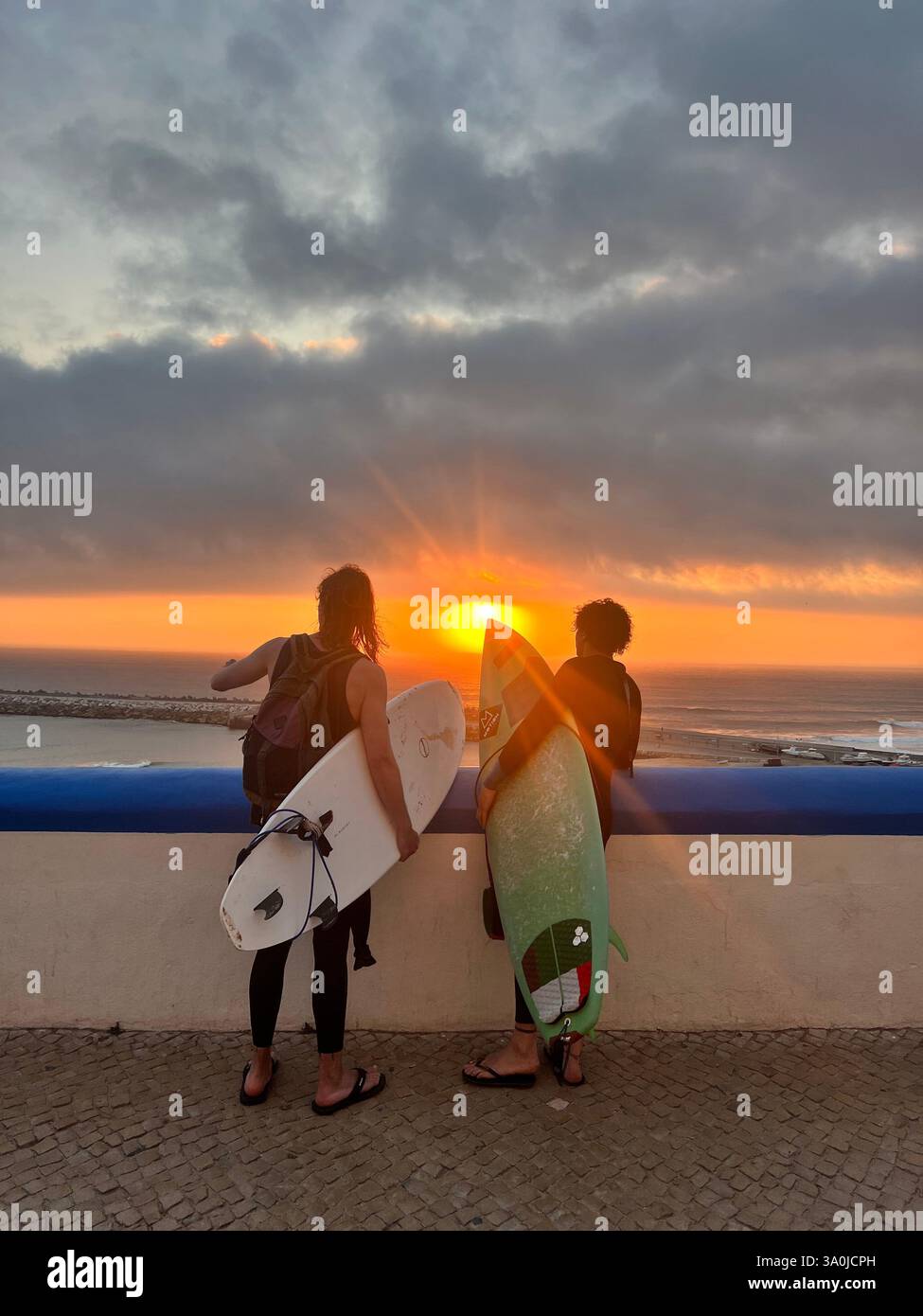 Sunset at Surfers Paradies Ericeira - Smartphone Captured Stock Image