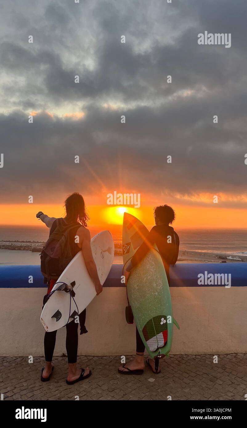 Sunset at Surfers Paradies Ericeira - Smartphone Captured Stock Image