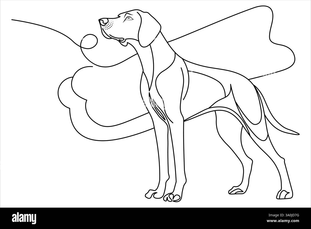 Dog bone continuous single line drawing animal paw icon outline vector ...