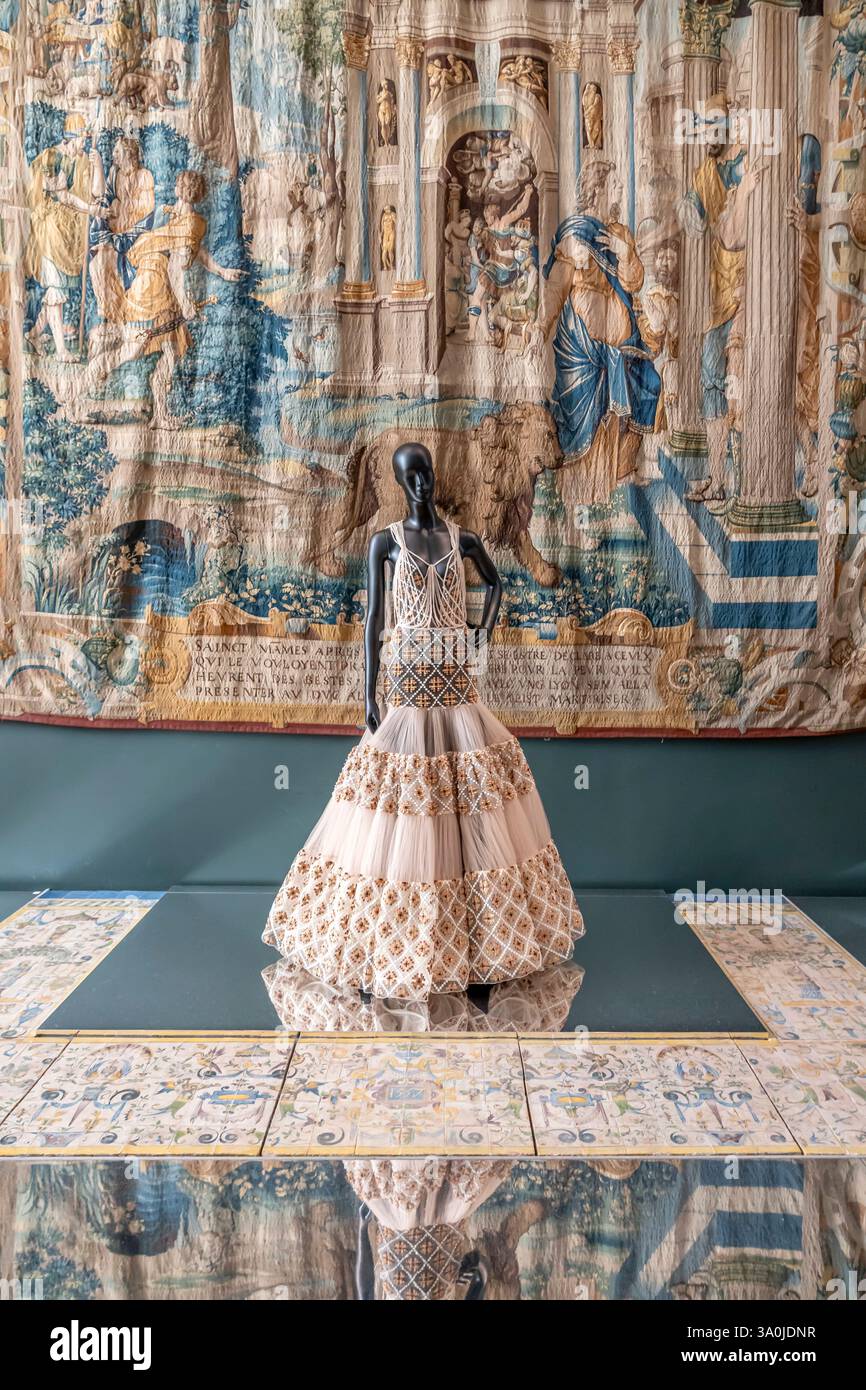 Paris, France - 03 01 2025: Le Louvre Couture. Silvia Venturini Fendi. Tulle dress embroidered with flower mosaic workmanship Stock Photo - Alamy Paris, France - 03 01 2025: Le Louvre Couture. Silvia Venturini Fendi. Tulle dress embroidered with flower mosaic workmanship Stock Photo - Alamy