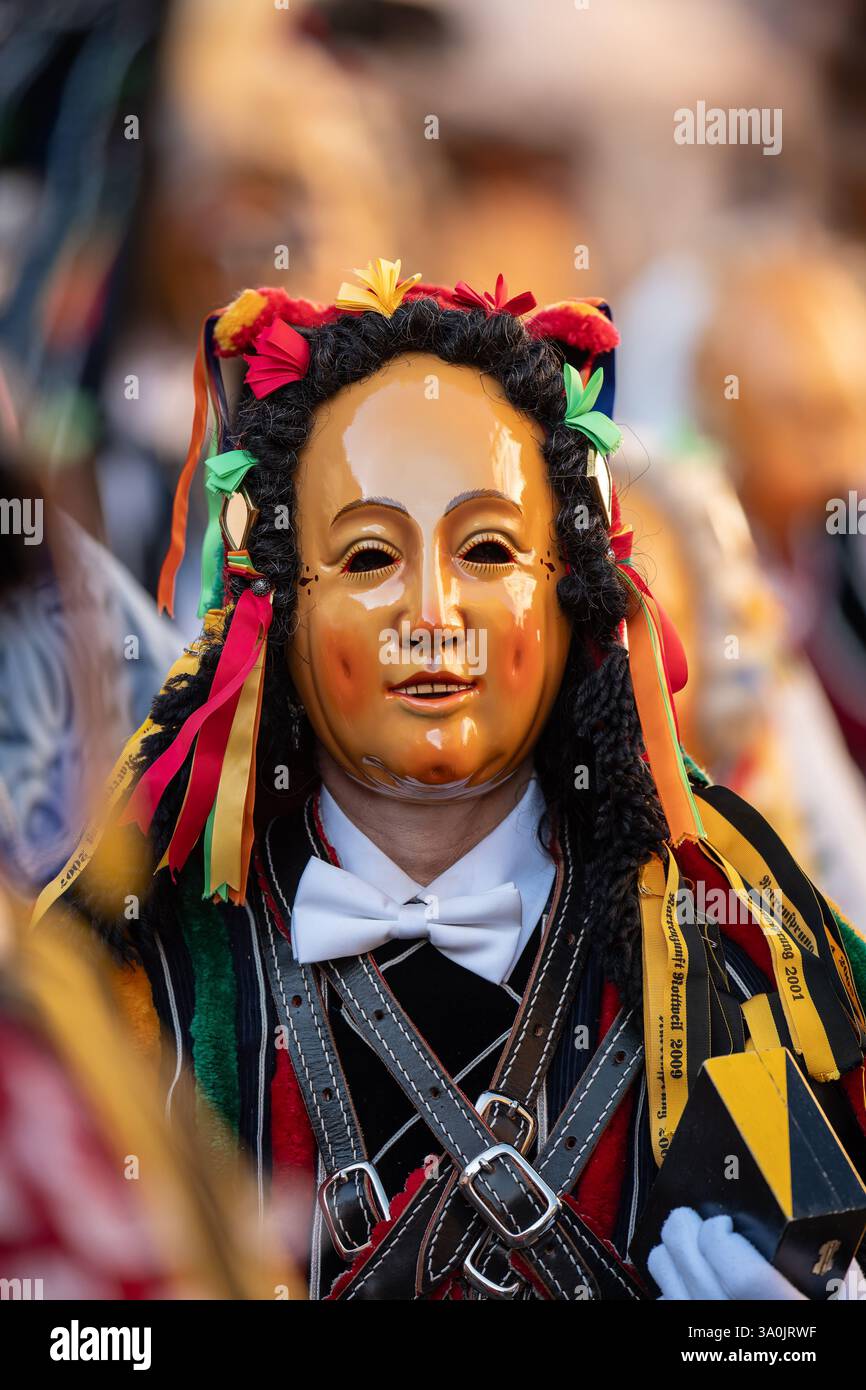Rottweil, Germany. 04th Mar, 2025. A fringed dress, a Rottweiler jester ...