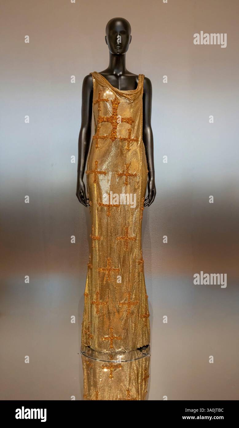 knee length dresses for ladies 1998 Gianni Versace Couture Documented Runway Gold Metal Mesh Hourglass  Dress