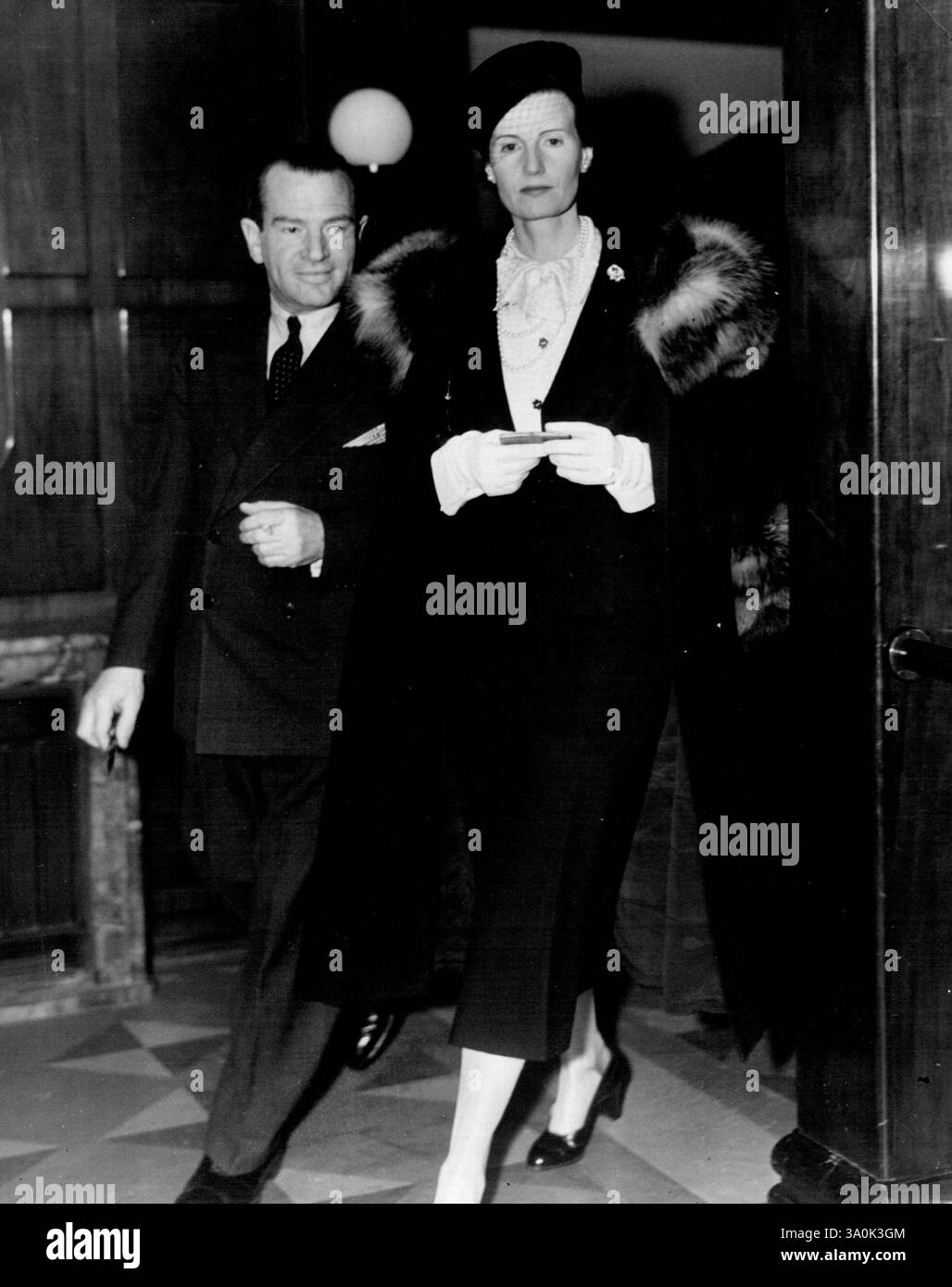 Windsor's Hosts Here To Take Charge of Their Tour -- Mr. and Mrs. Charles Bedaux, who were the closest friends of the Duke and Duchess of Windsor between the time of the former King's Abdication and his marriage to the former Wallis Warfield, are pictured aboard the S.S. Europa as they arrived in New York, November 01. Bedaux will have general charge of the American tour of the Duke and Duchess. January 11, 1937. (Photo by ACME) Stock Photo