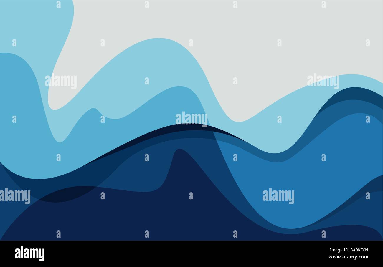 Dynamical Blue color fluid and waves abstract background Stock Vector