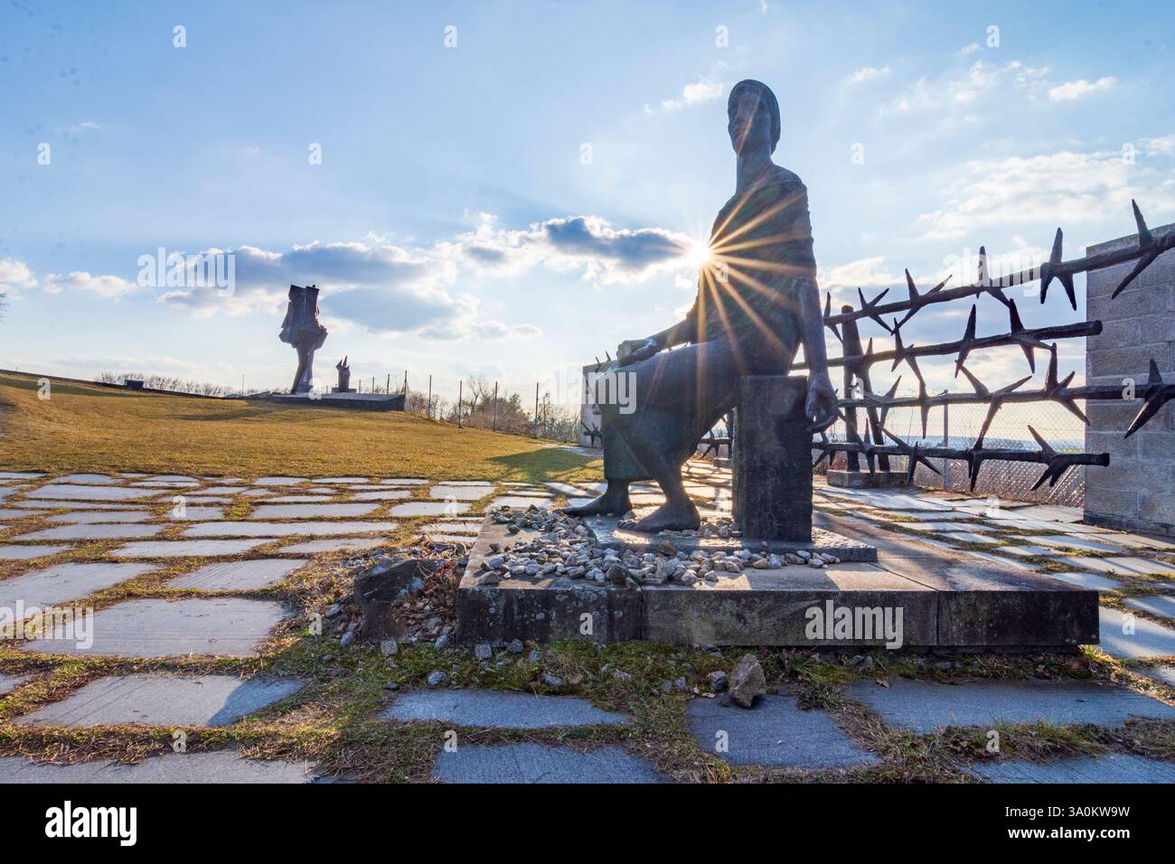 Mauthausen: Mauthausen concentration camp, memorial of the GDR in Donau, Oberösterreich, Upper Austria, Austria Stock Photo