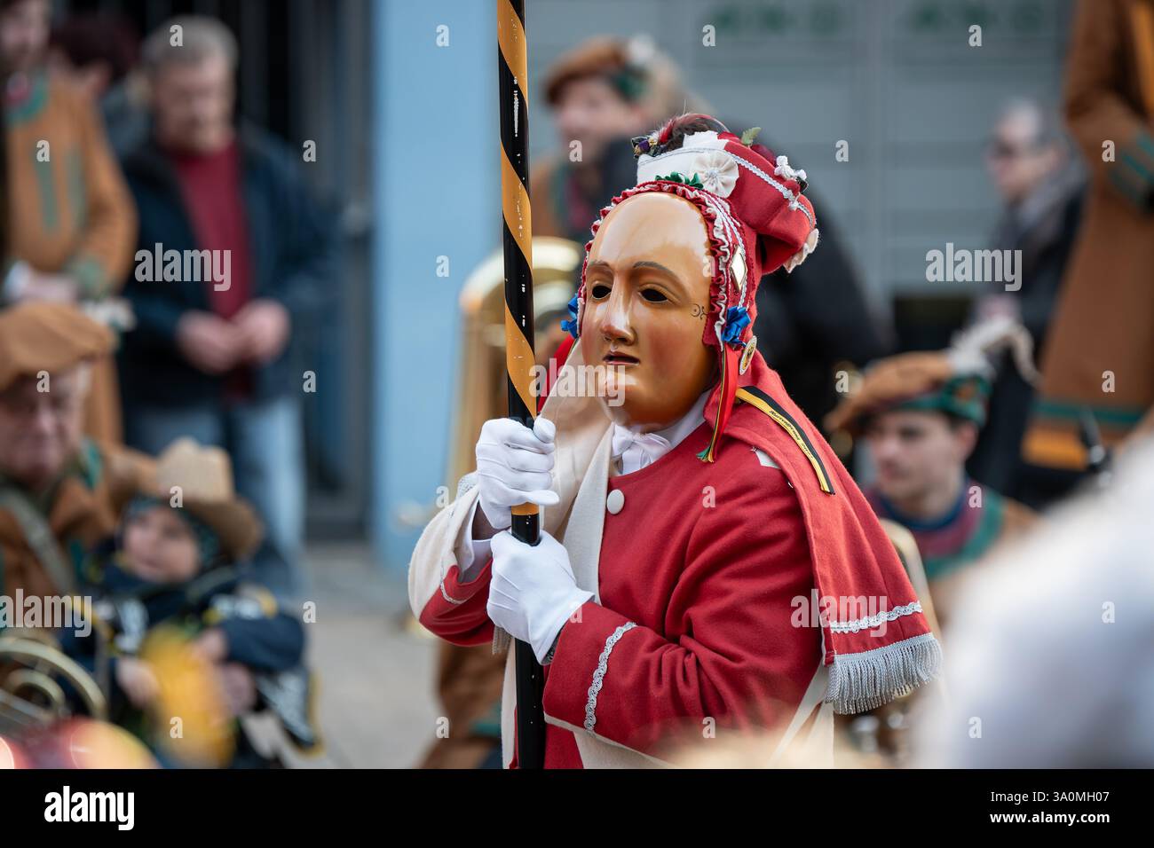 Rottweil, Germany. 04th Mar, 2025. The jester angel, a Rottweiler ...