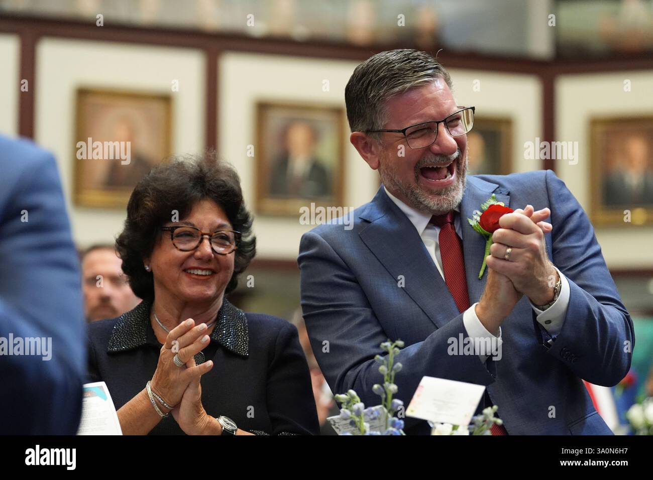 State Rep. Sam Garrison, right, laughs with State Sen. Kathleen ...