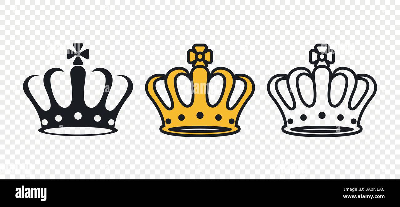 Vector Crown Icons Set. Flat Style Crown Icon Collection. Elegant Crown ...
