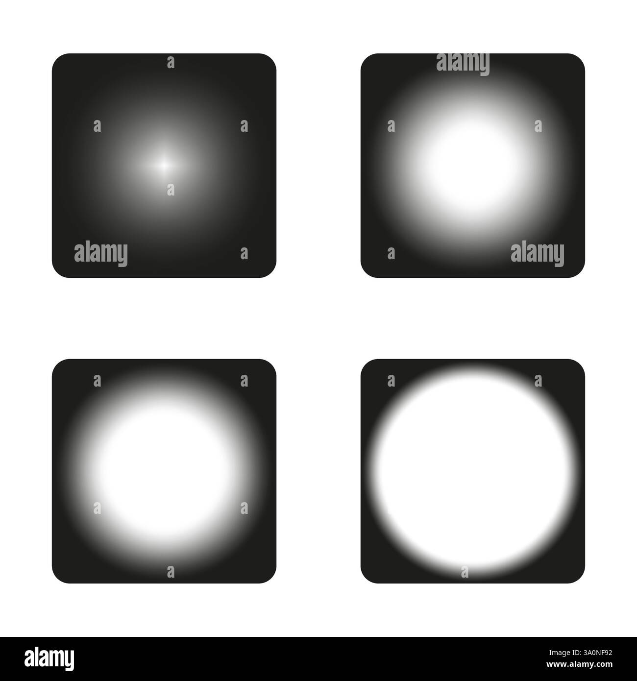 Dark gradient buttons. Abstract glowing elements. Modern user interface. Black white contrast. Stock Vector