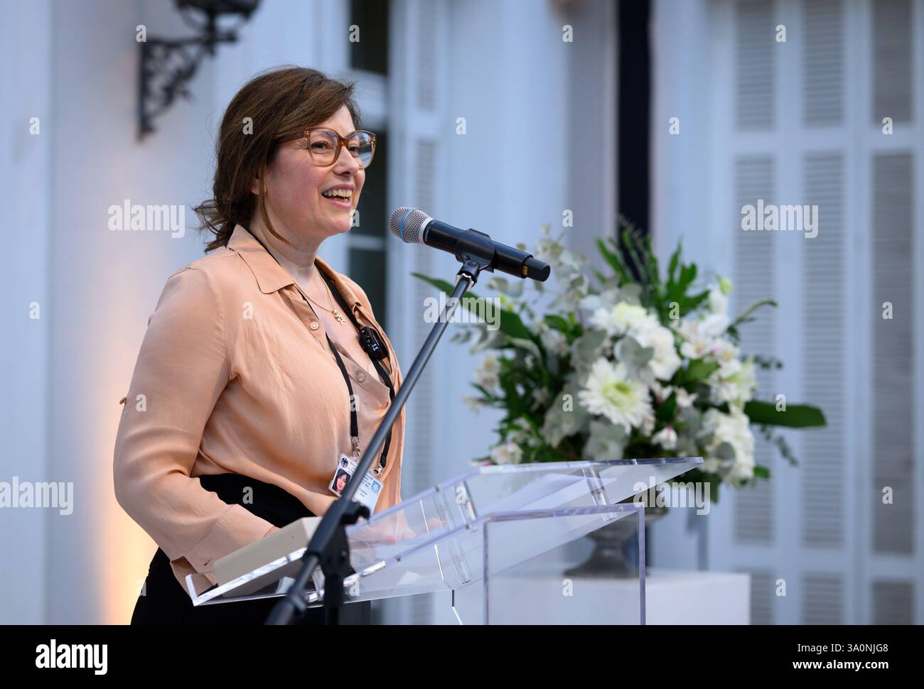 04 March 2025, Chile, Santiago De Chile: Actress Carolina Vera reads