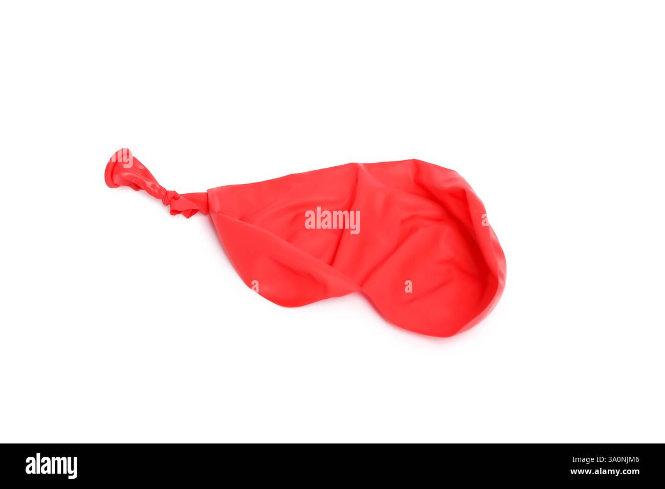 One red popped balloon isolated on white Stock Photo