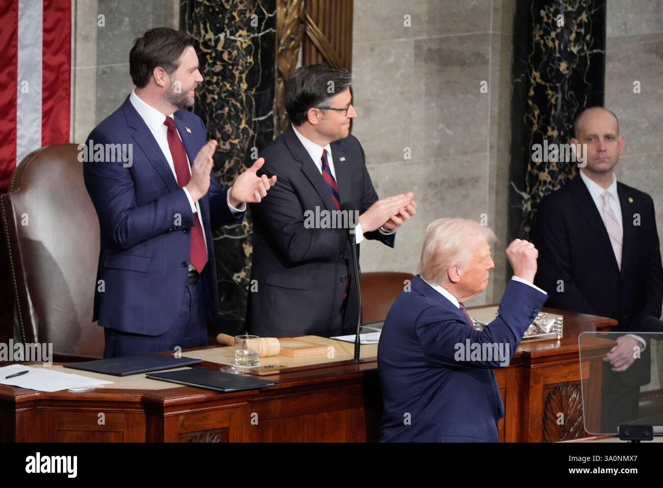 Vice President JD Vance, from left, and House Speaker Mike Johnson, R ...