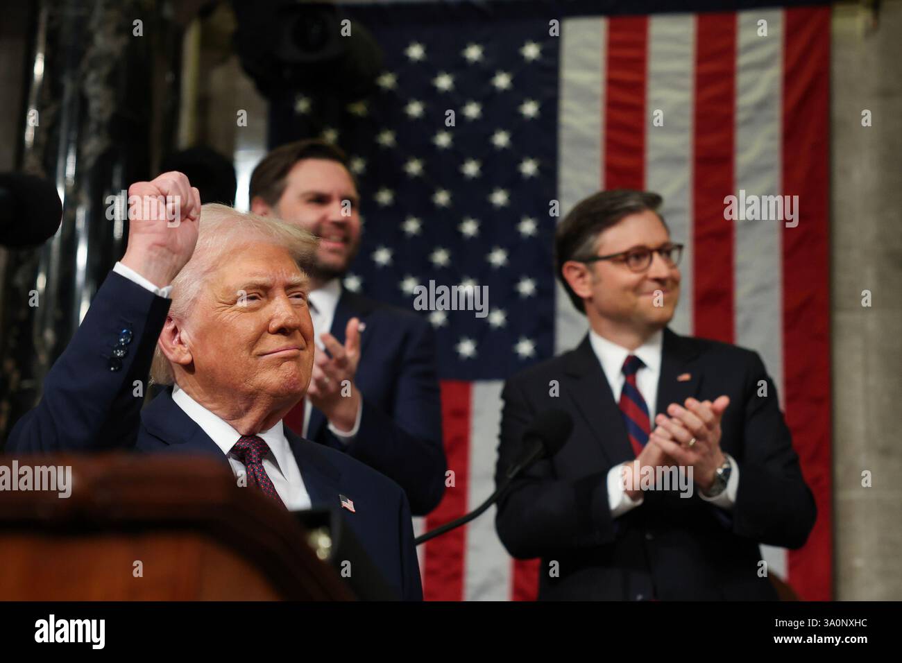 President Donald Trump waves before addressing a joint session of ...