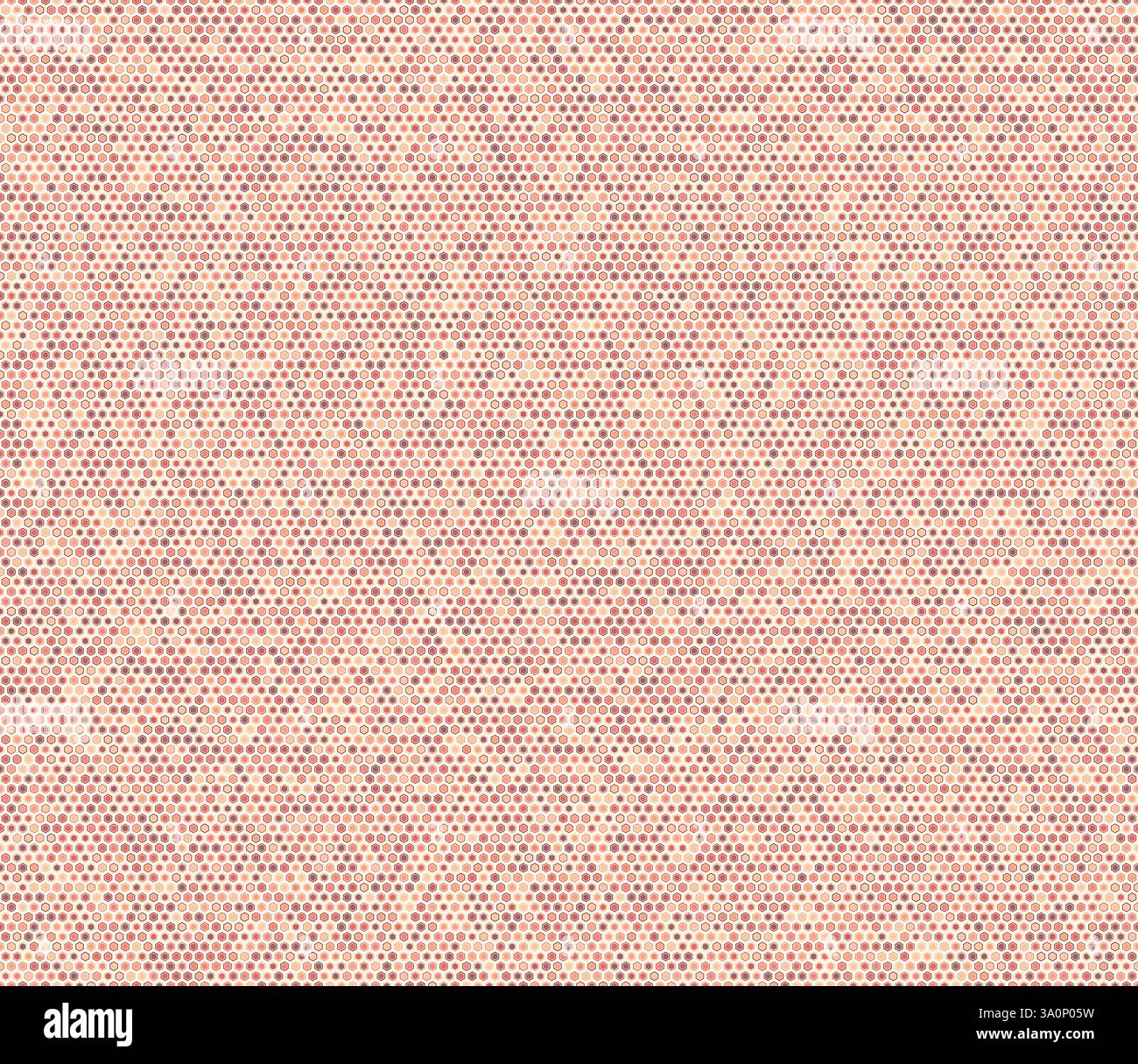 Hexagon vector pattern. Hexagon bold mosaic cell with padding and inner solid cells. Red color tones. Smallish hexagon shapes. Tileable pattern. Stock Vector