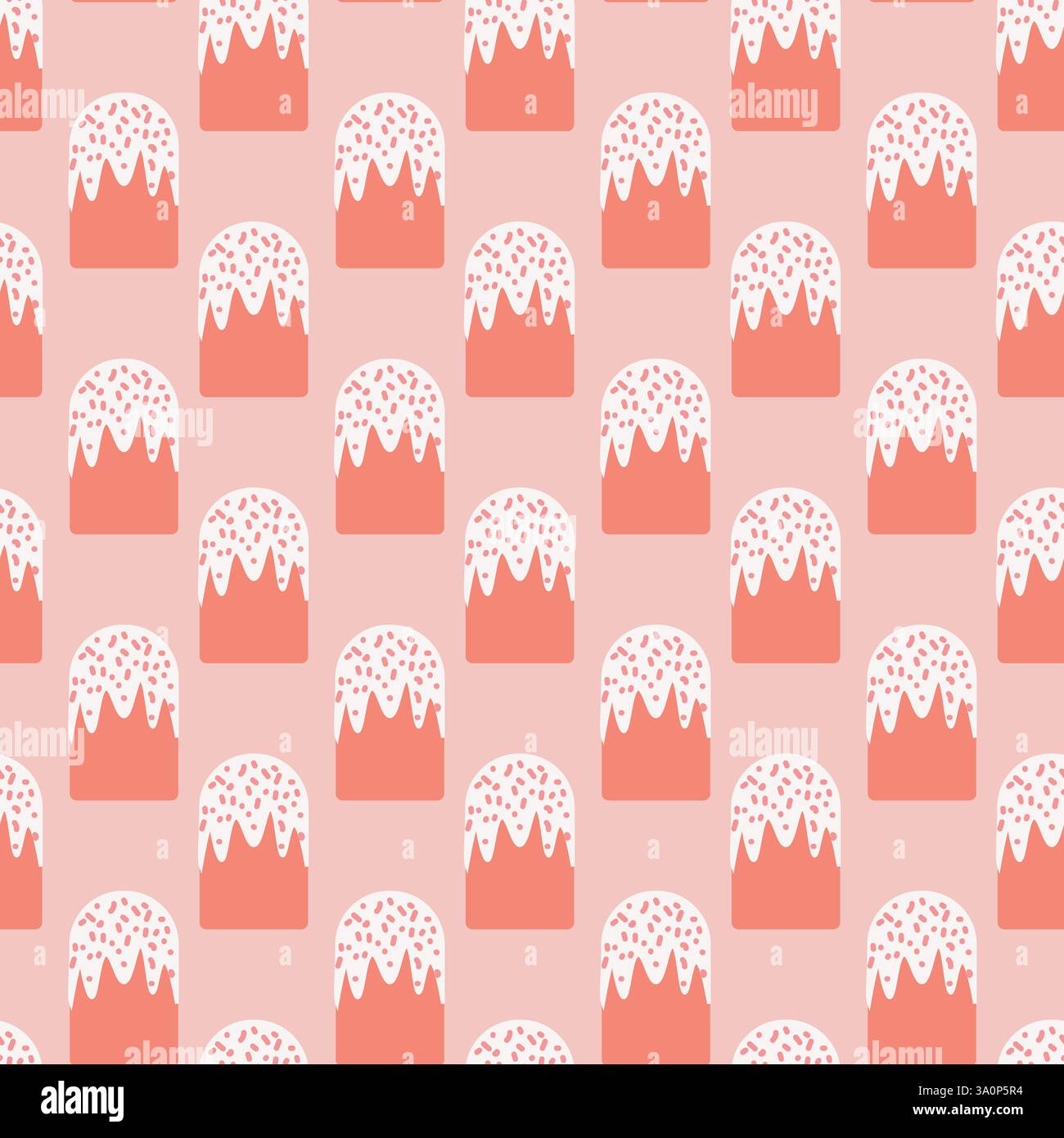 Seamless Pattern of Easter kulich on a Soft Pink Background Stock Vector