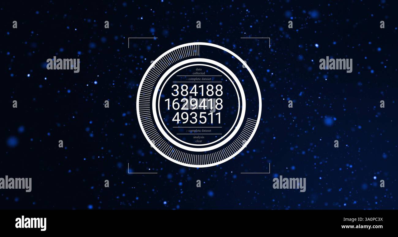 Image of data processing and scope scanning over blue spots Stock Photo