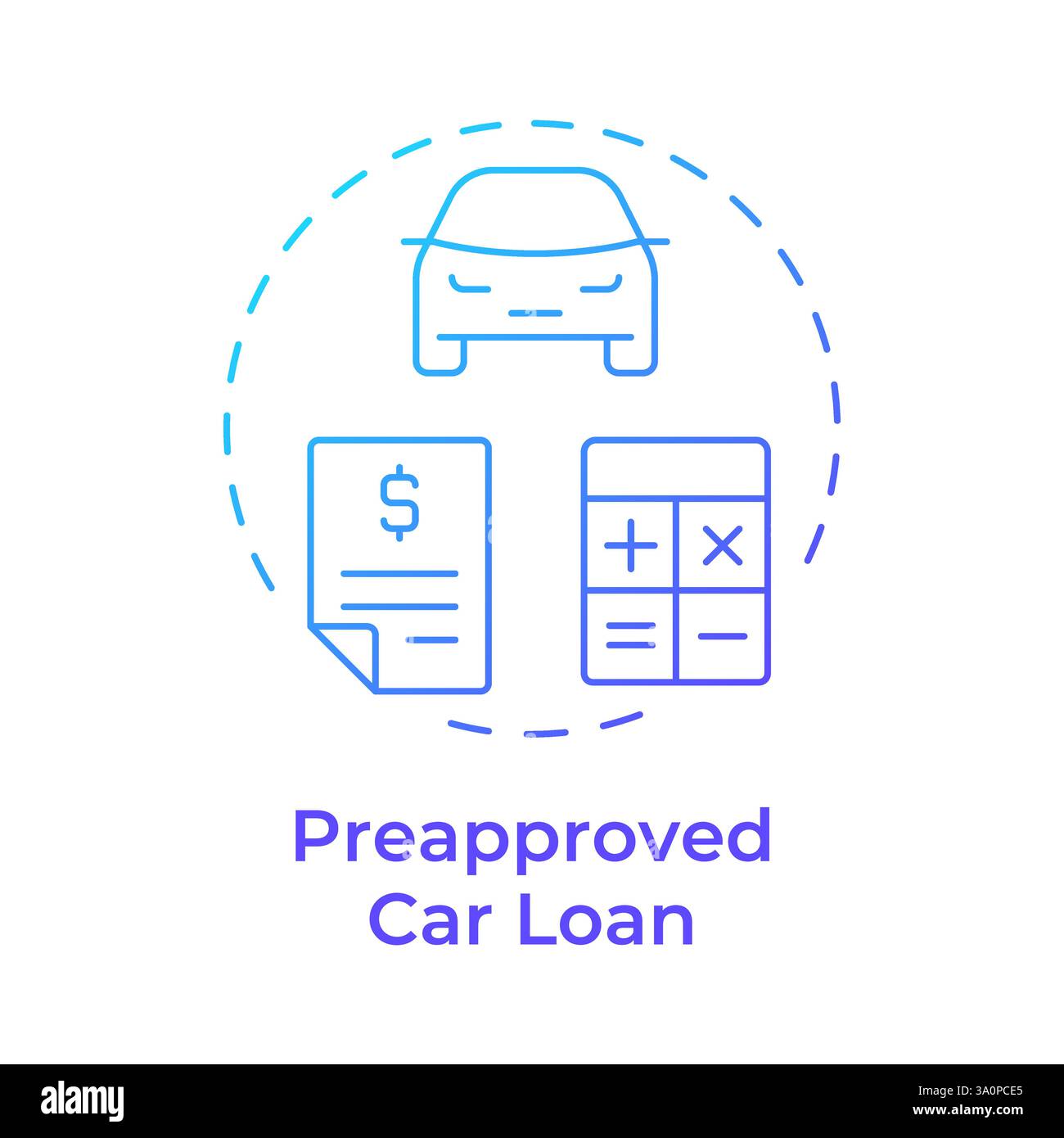 Preapproved car loan blue gradient concept icon Stock Vector