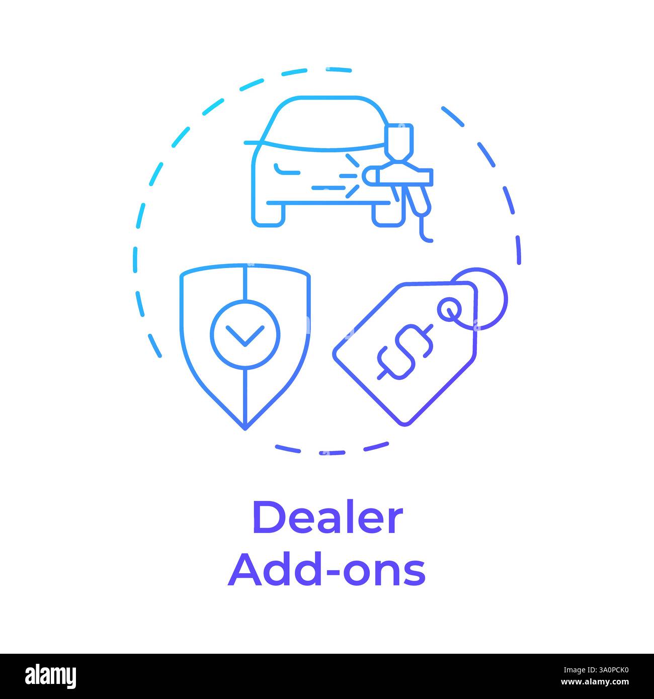 Dealer addons blue gradient concept icon Stock Vector