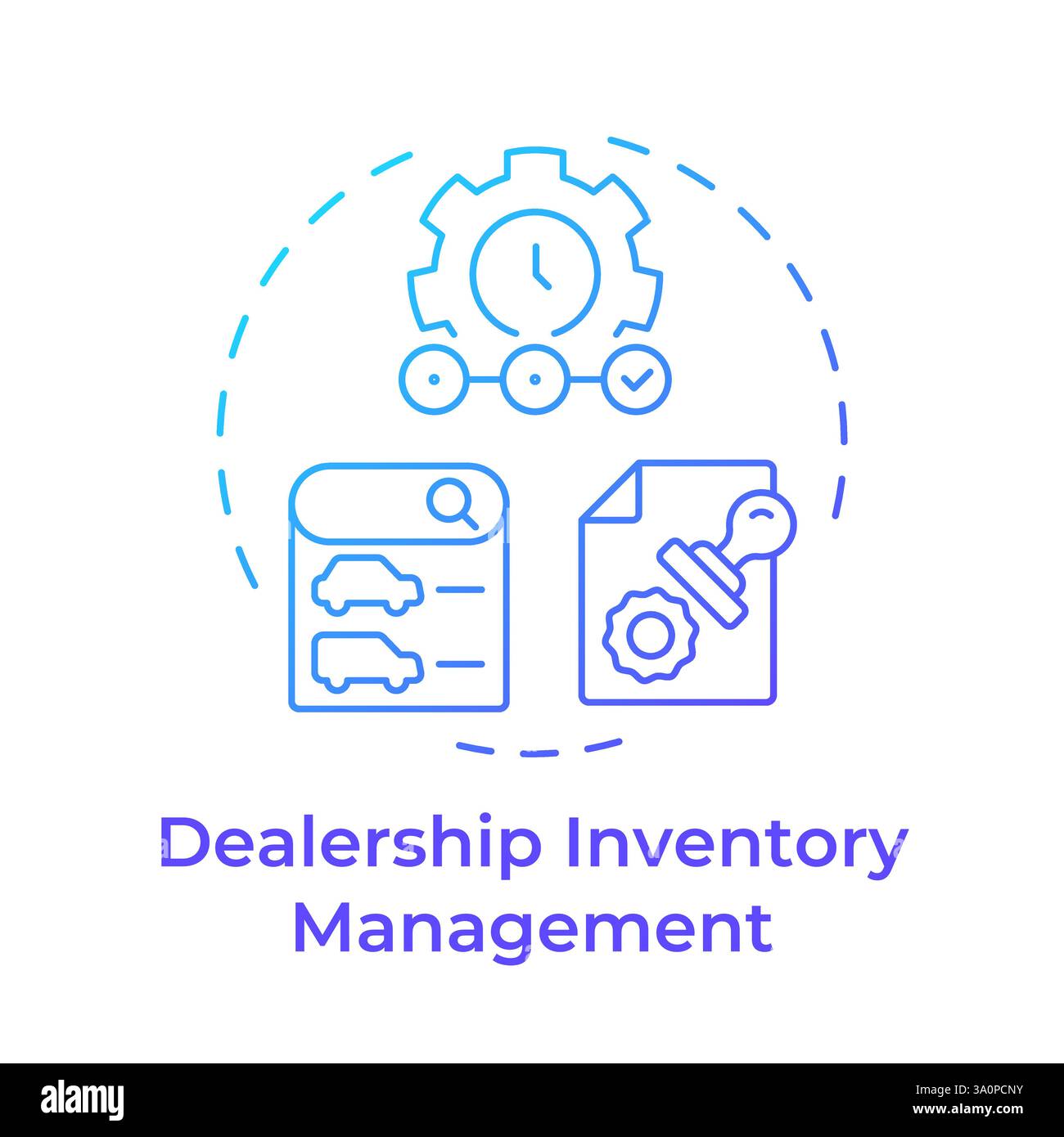 Dealership inventory management blue gradient concept icon Stock Vector