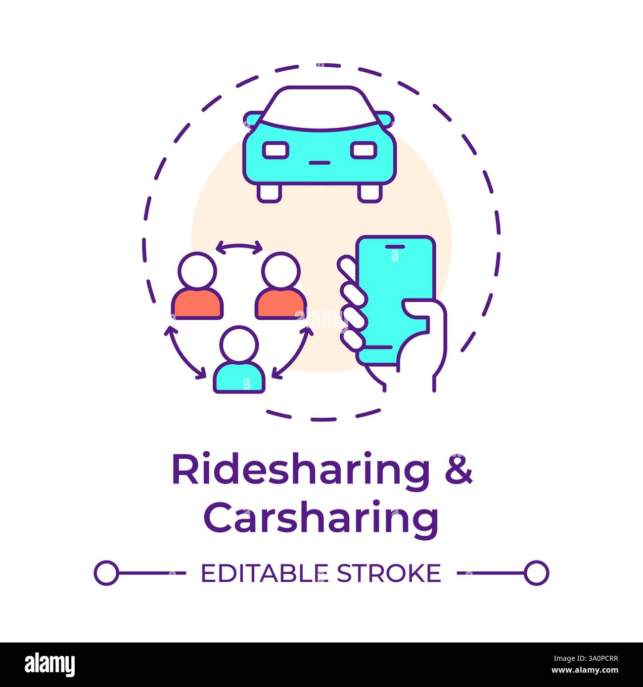 Ridesharing and carsharing multi color concept icon Stock Vector