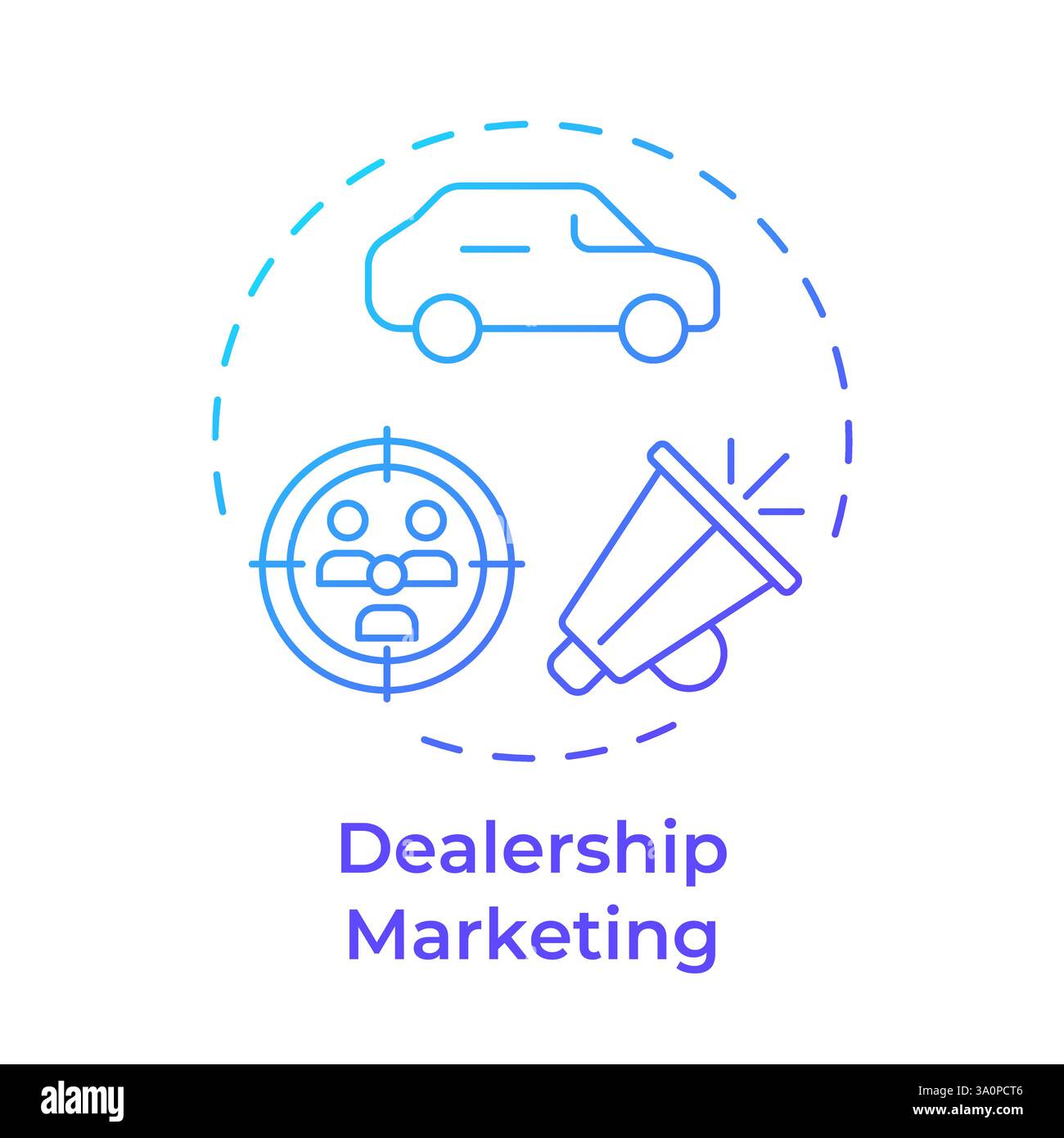 Dealership marketing blue gradient concept icon Stock Vector