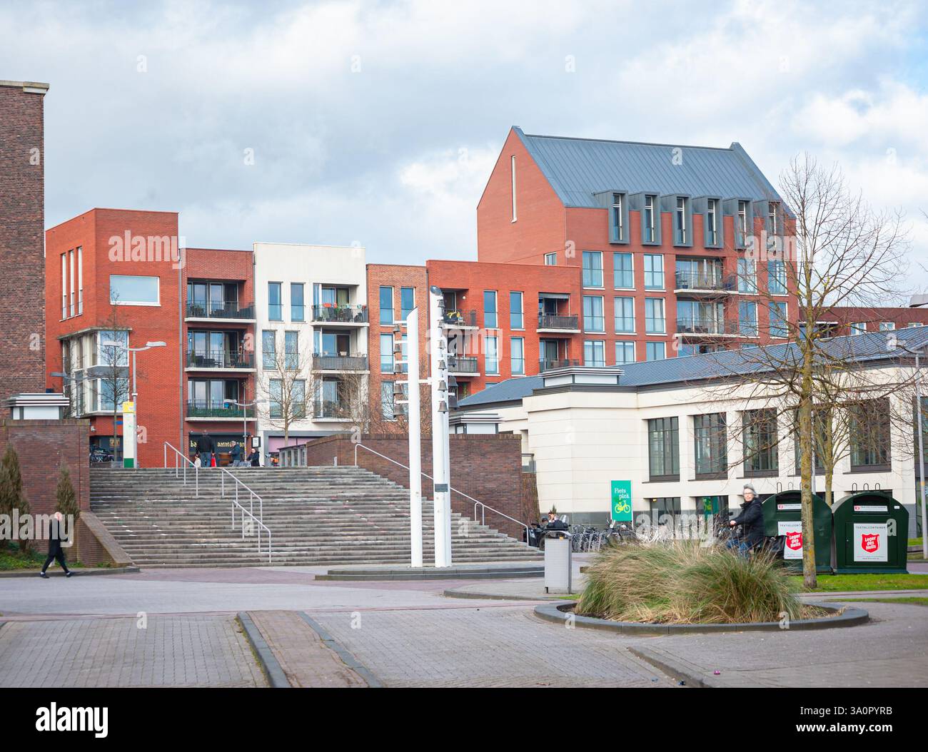 Modern shopping centre Gouweplein in the town of Waddinxveen, Netherlands Stock Photo