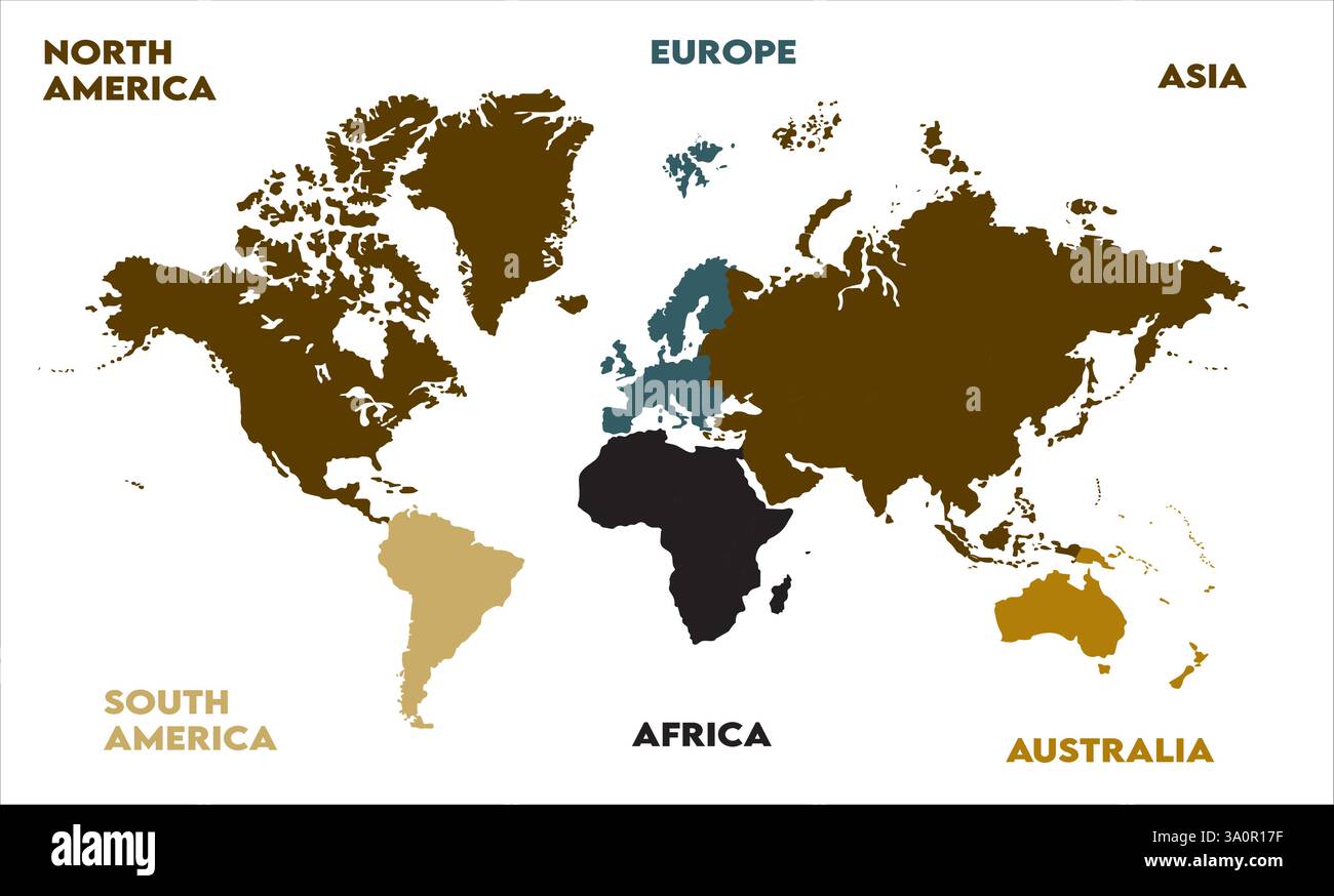 New modern world map, with containment name, modern world map graphic ...