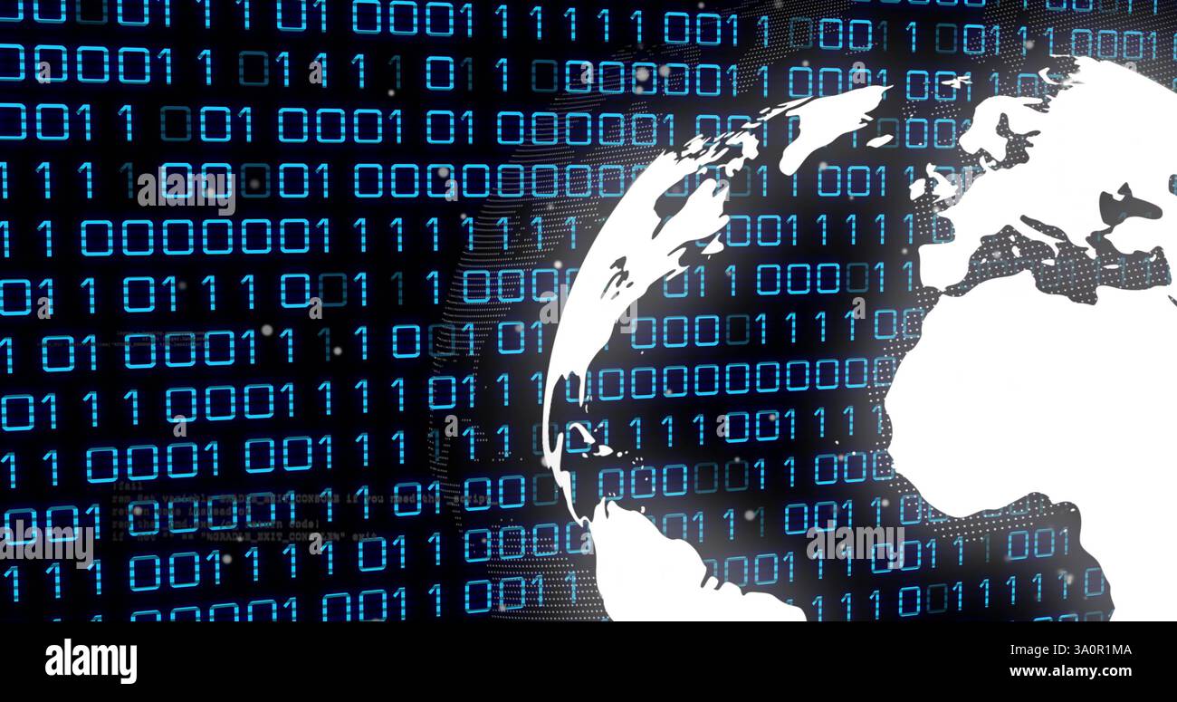 Image of data processing over globe Stock Photo