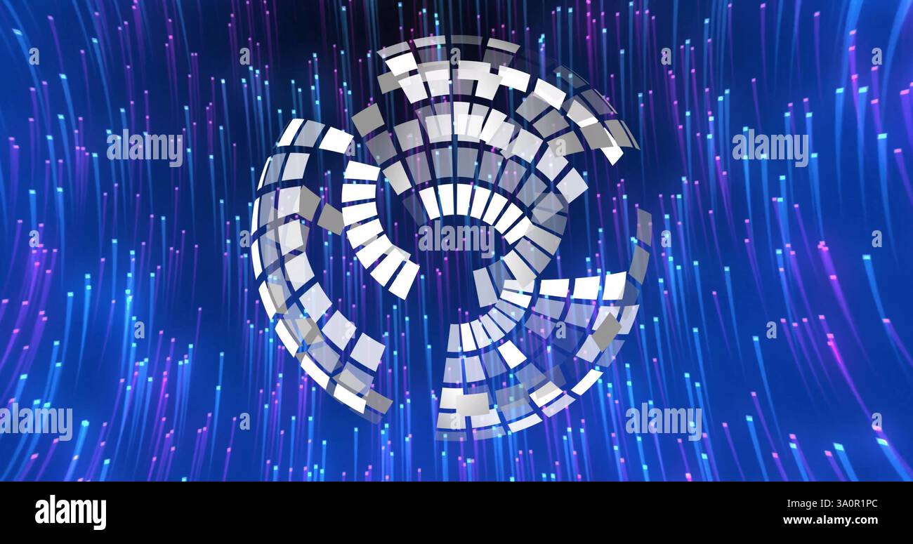 Image of spinning globe over light spots Stock Photo