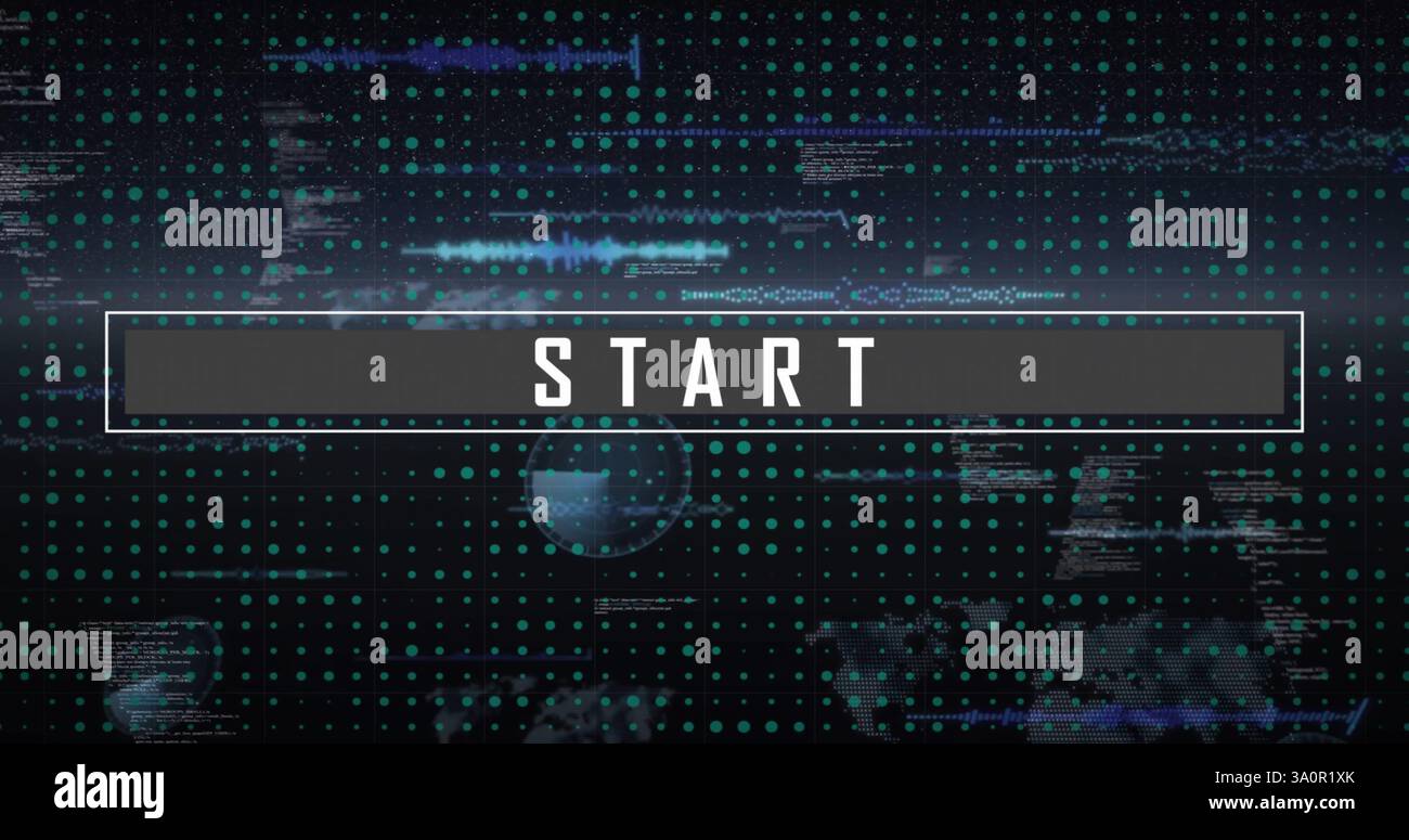 Image of digital data processing over start text Stock Photo