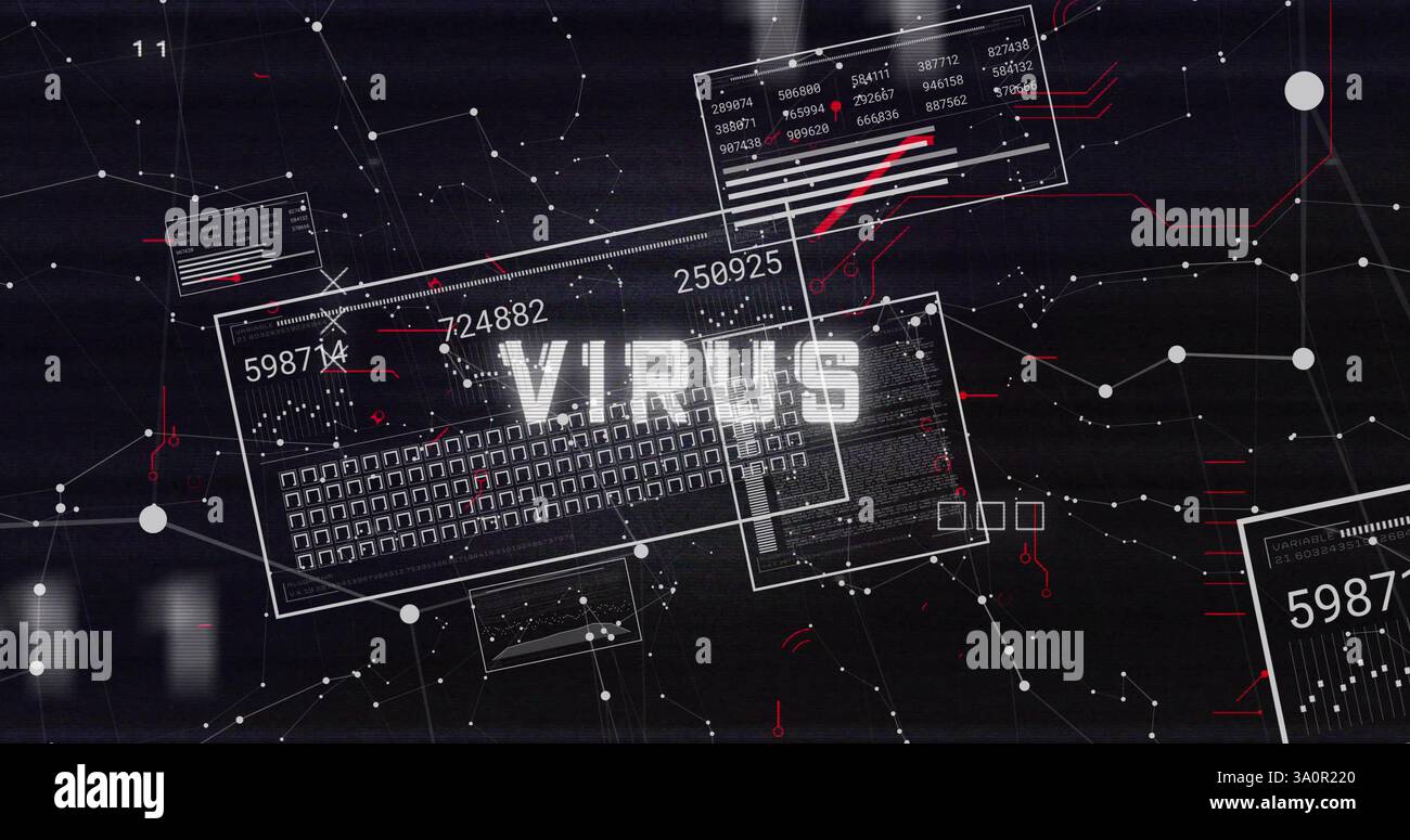 Image of virus text over digital data processing Stock Photo