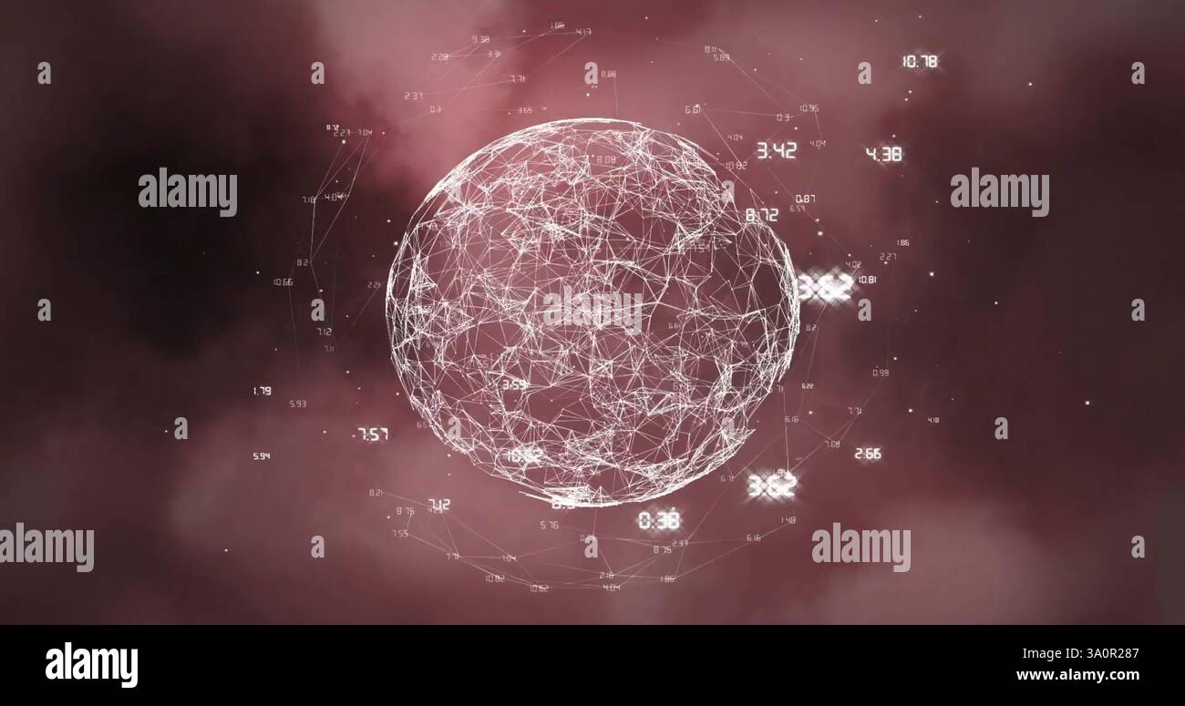 Image of data processing over spinning globe and smoke clouds Stock Photo