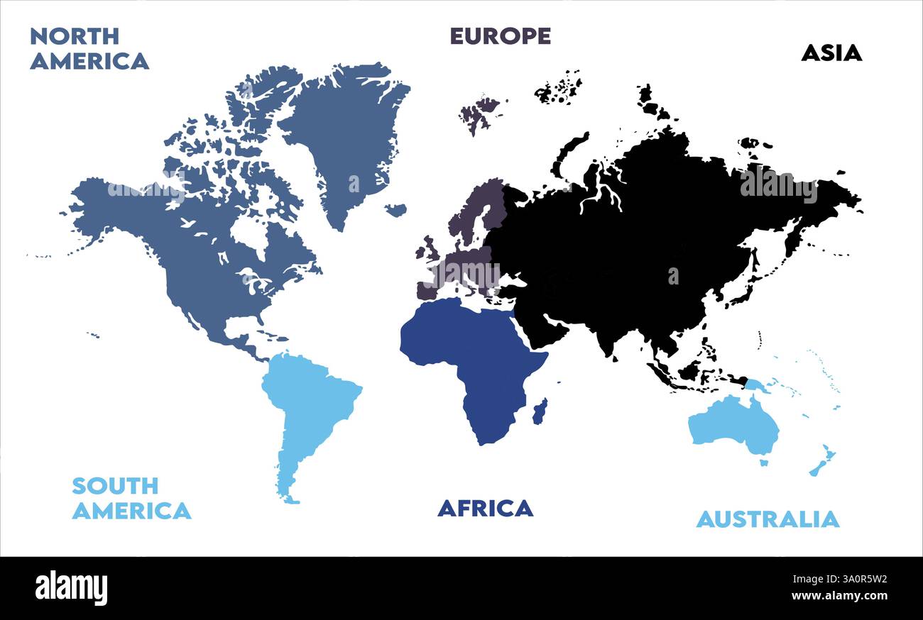 New modern world map, with containment name, modern world map graphic ...