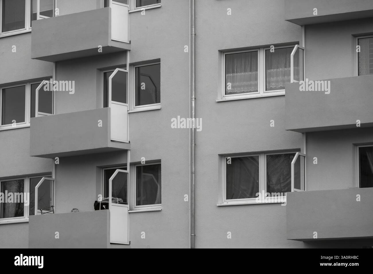 Modern residential building facade with balconies and windows ...