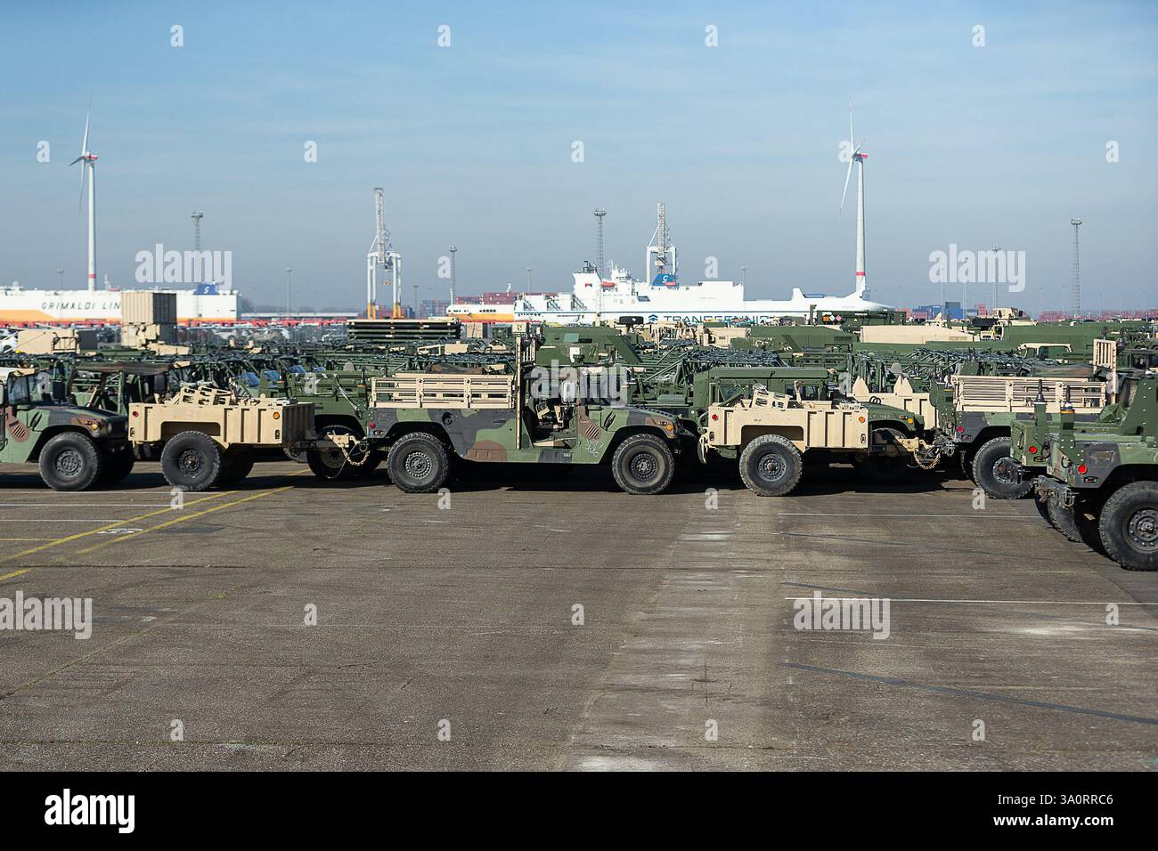 Military vehicles pictured at a Defense press visit to the Port of ...
