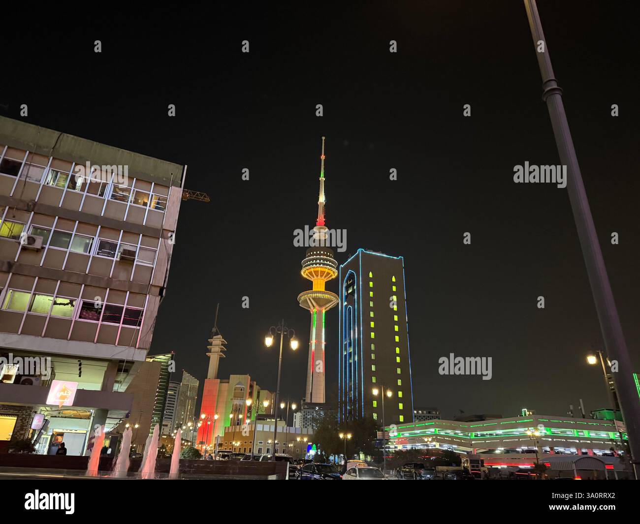 Kuwait City on a Ramadan night-Liberation Tower - Smartphone Captured Stock Image